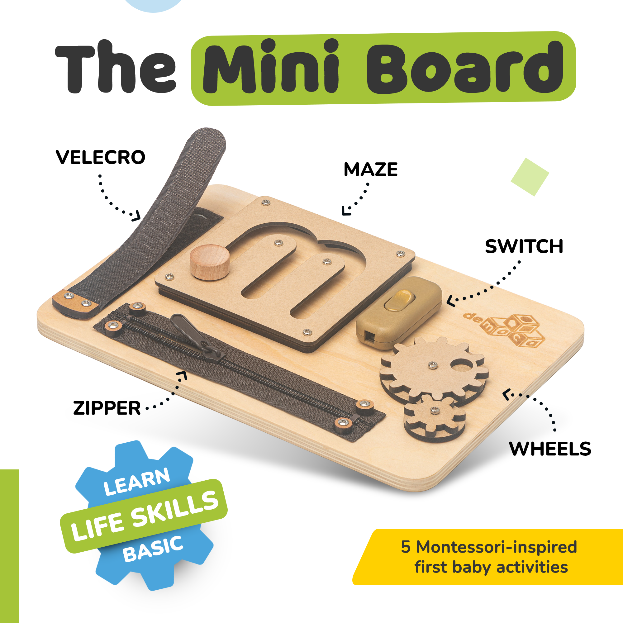 Busy Board for 1 Year Old (Natural)