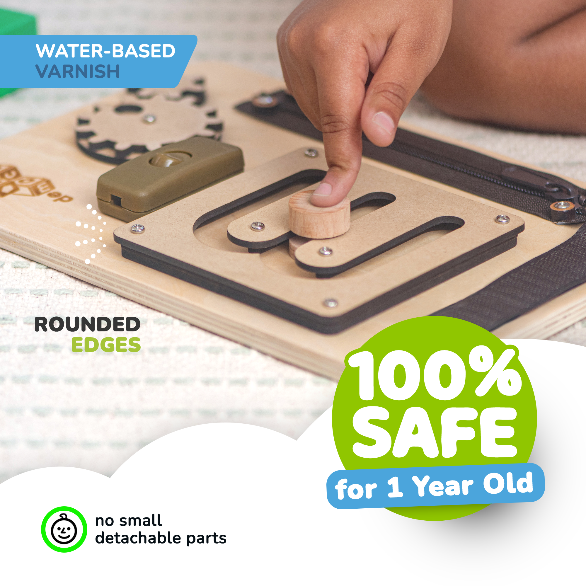 Busy Board for 1 Year Old (Natural)