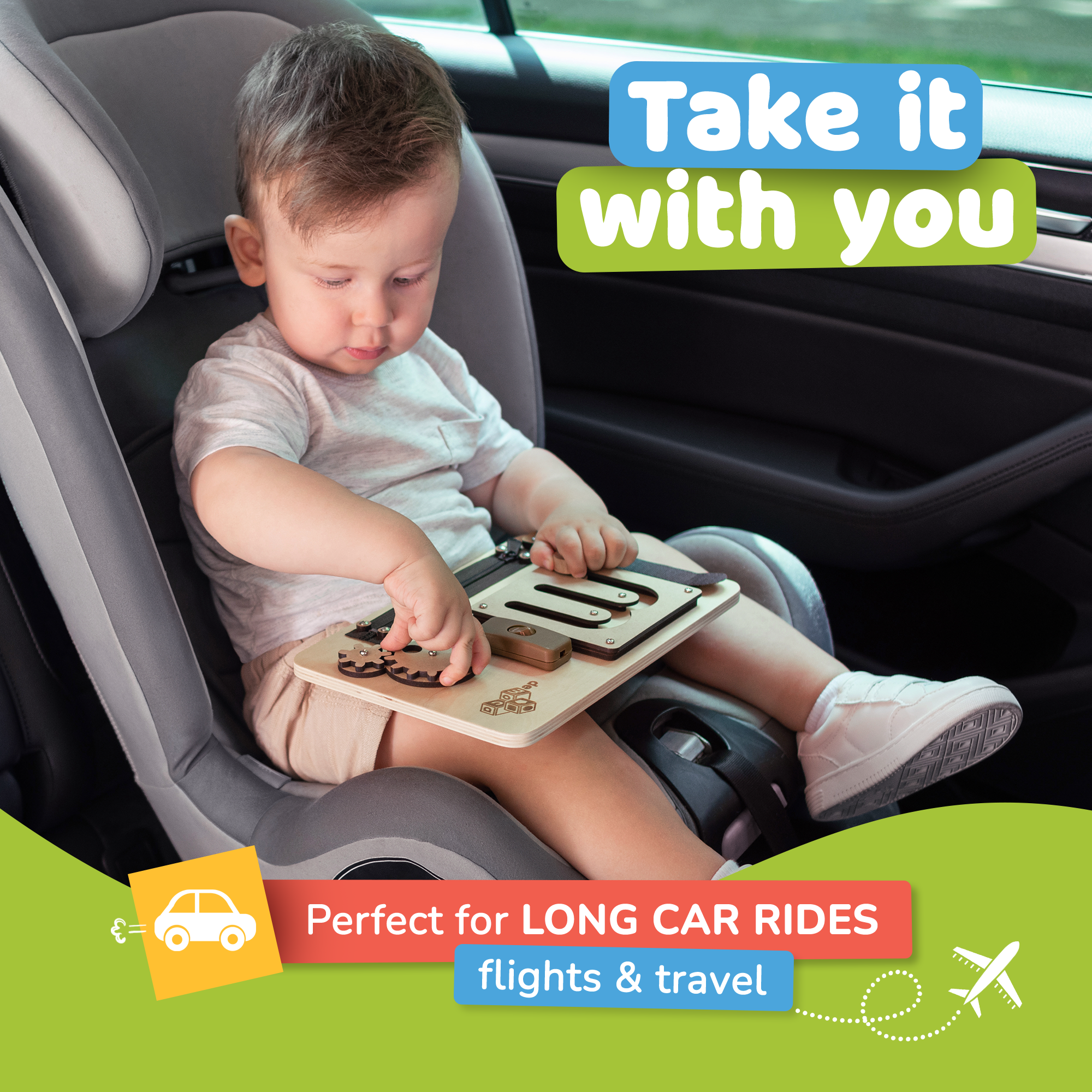 Busy Board for 1 Year Old (Natural)