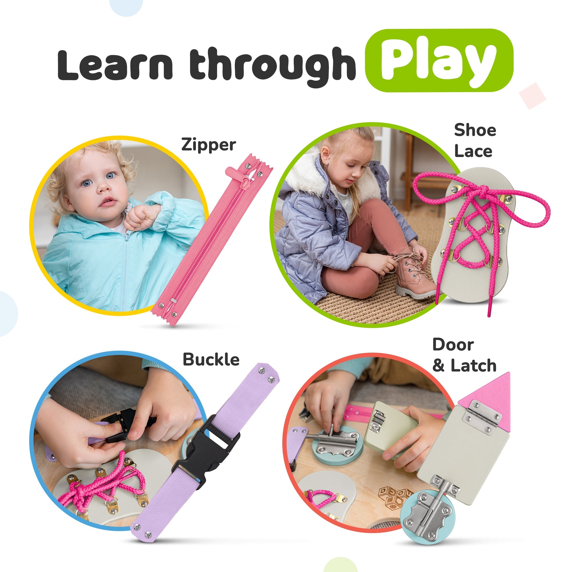 Busy Board for Toddlers 2-3 Years (Coral)