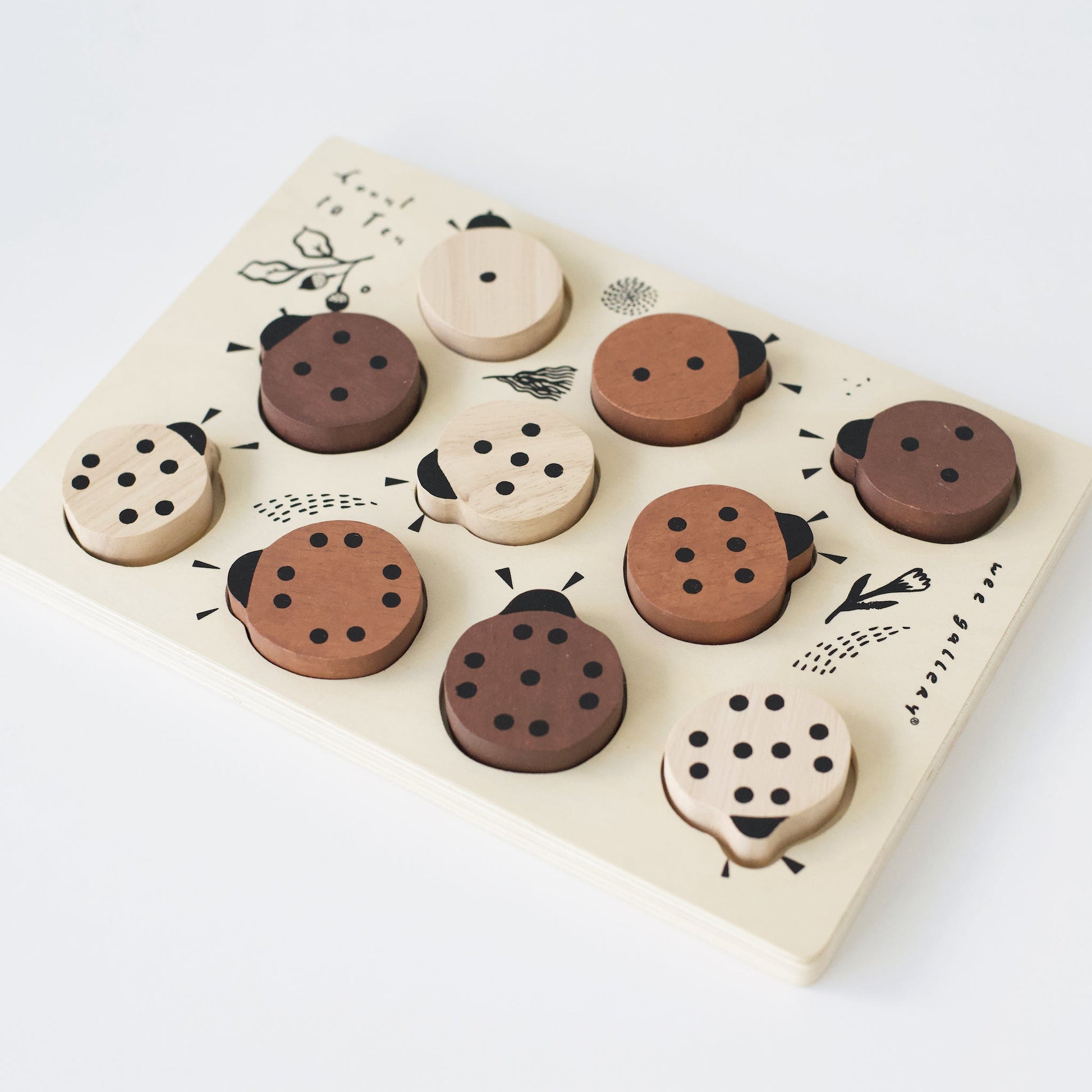 Wooden Tray Puzzle - Count to 10 Ladybugs Puzzle Blue Ribbon