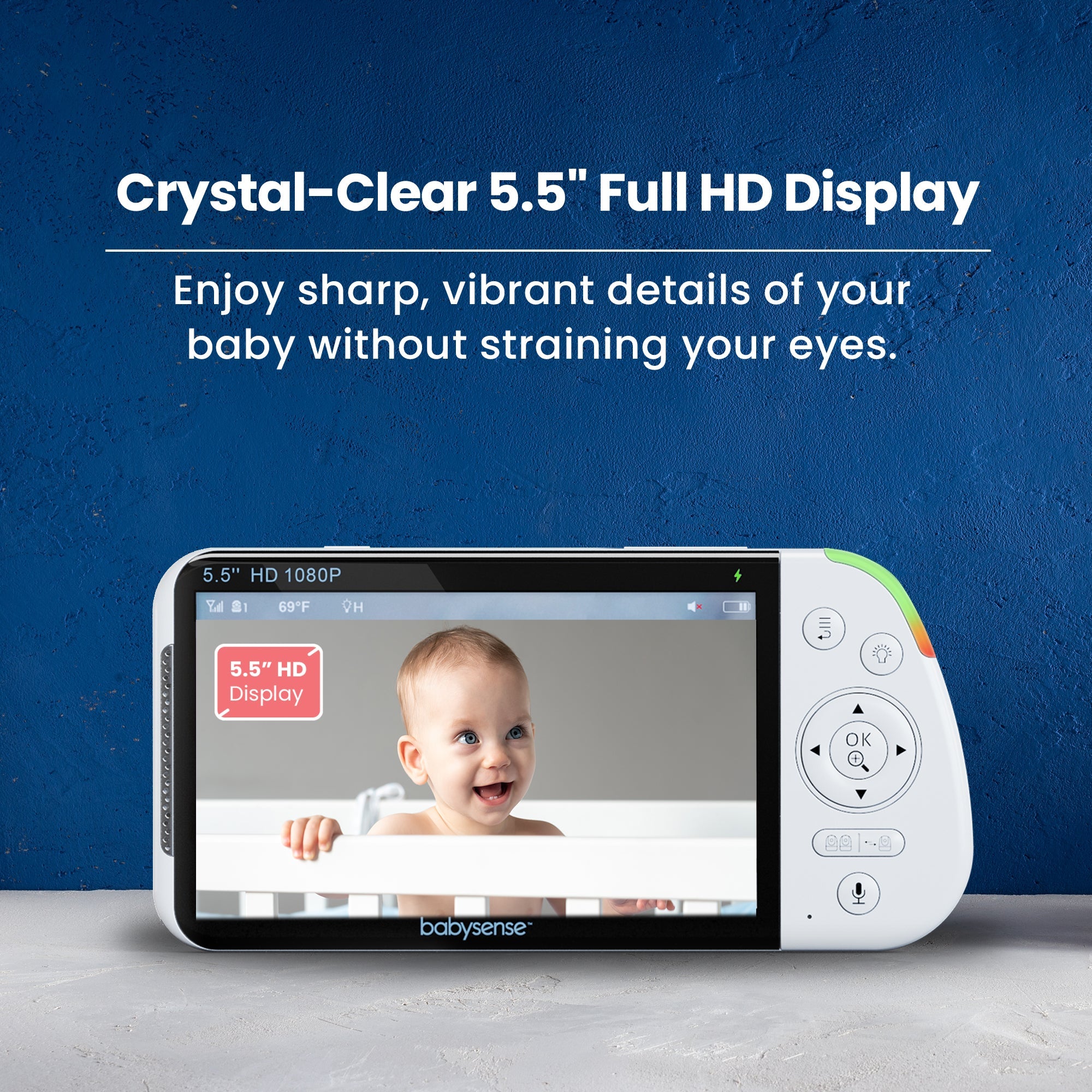 Video Baby Monitor with 2 Cameras (Non Wifi, Split Screen, Night Light & Sound Machine)