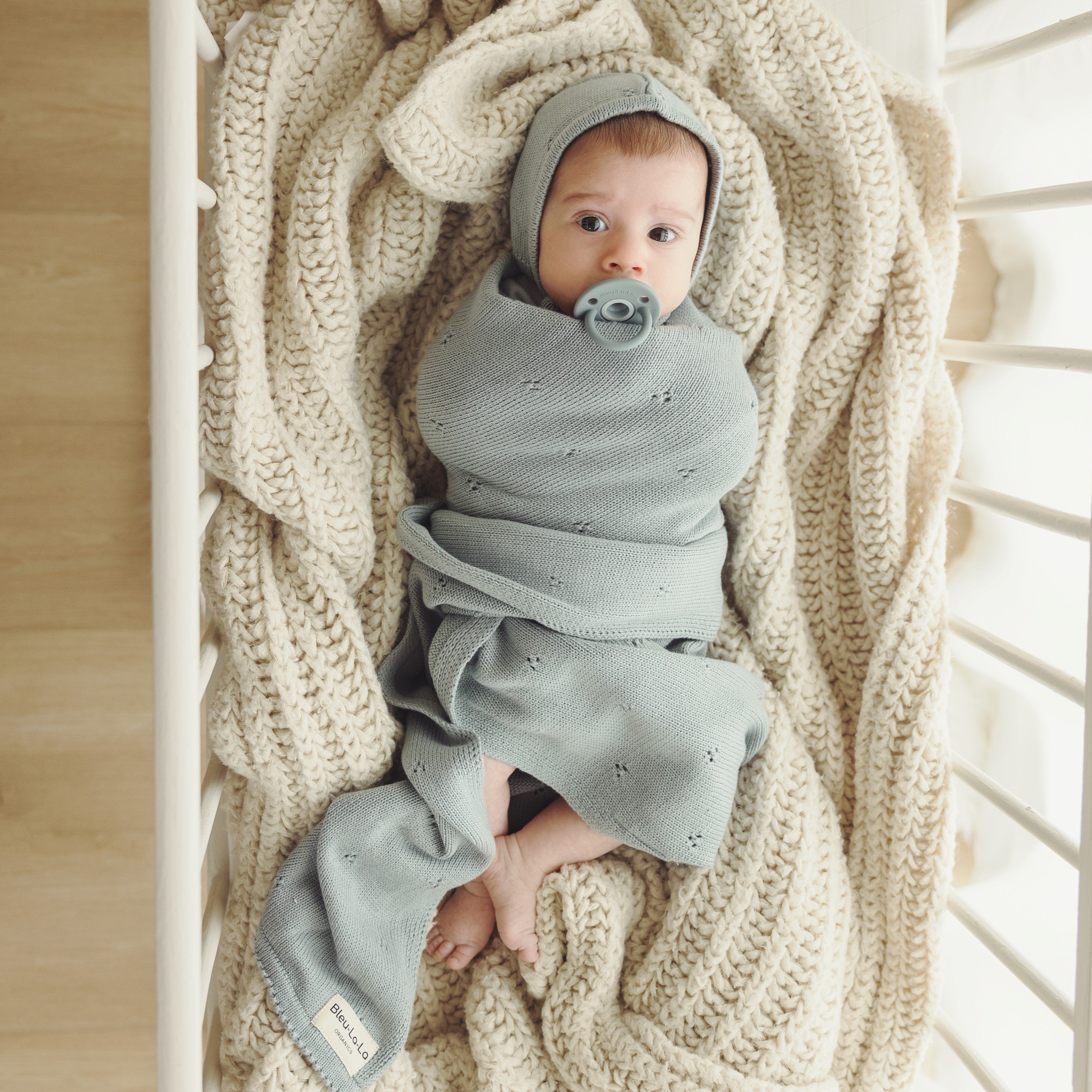 Organic Pointelle Swaddle Blanket + Hat