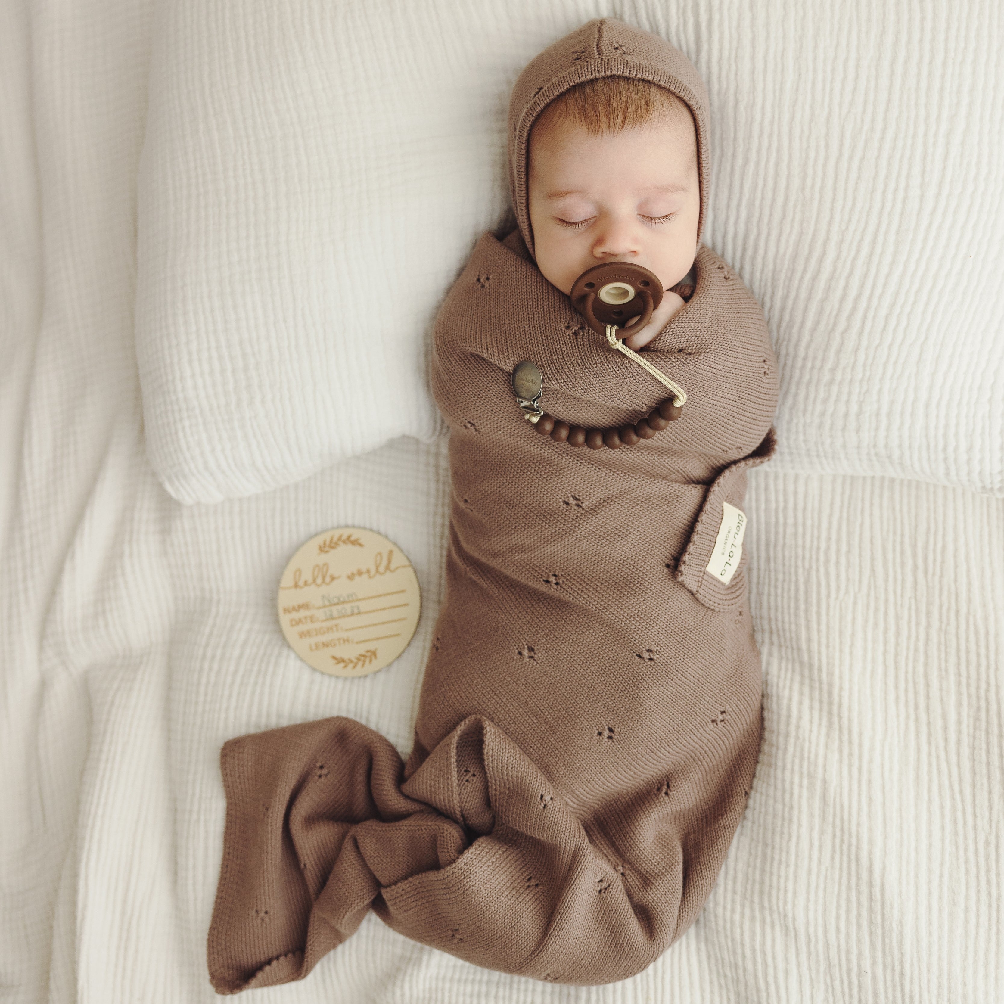 Organic Pointelle Swaddle Blanket + Hat