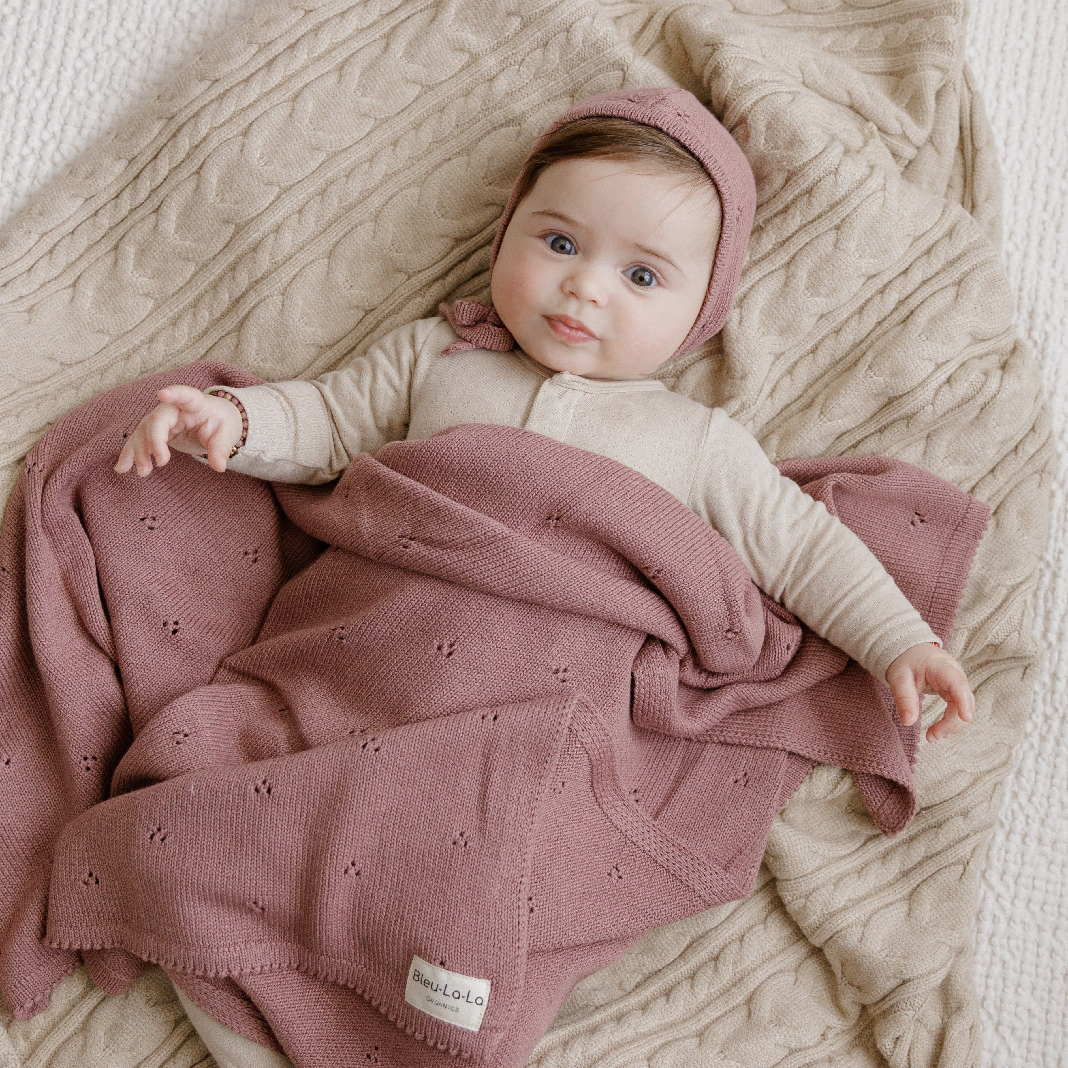 Organic Pointelle Swaddle Blanket + Hat