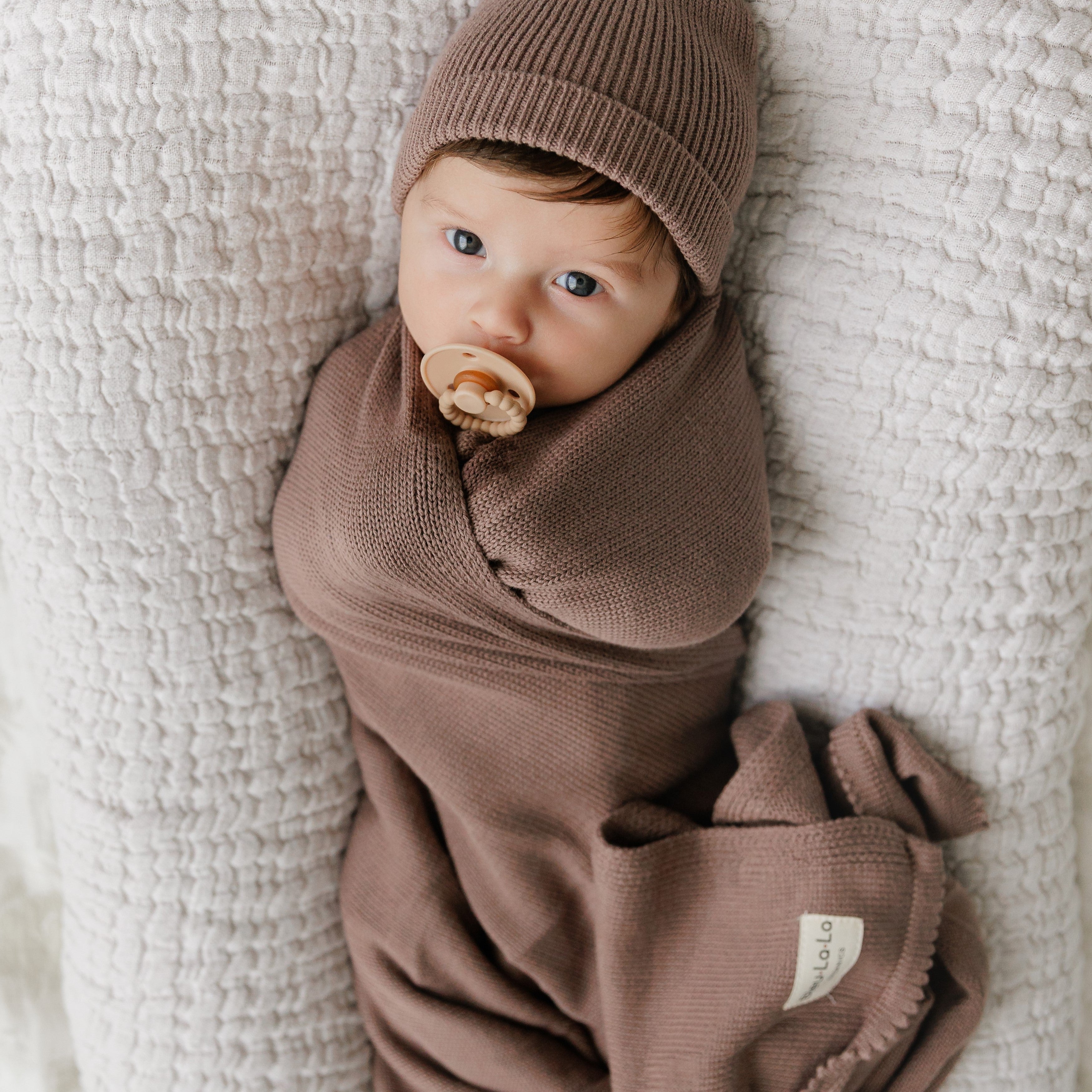 Organic Cotton Luxury Knit Baby Blanket + Hat Set with Gift Box
