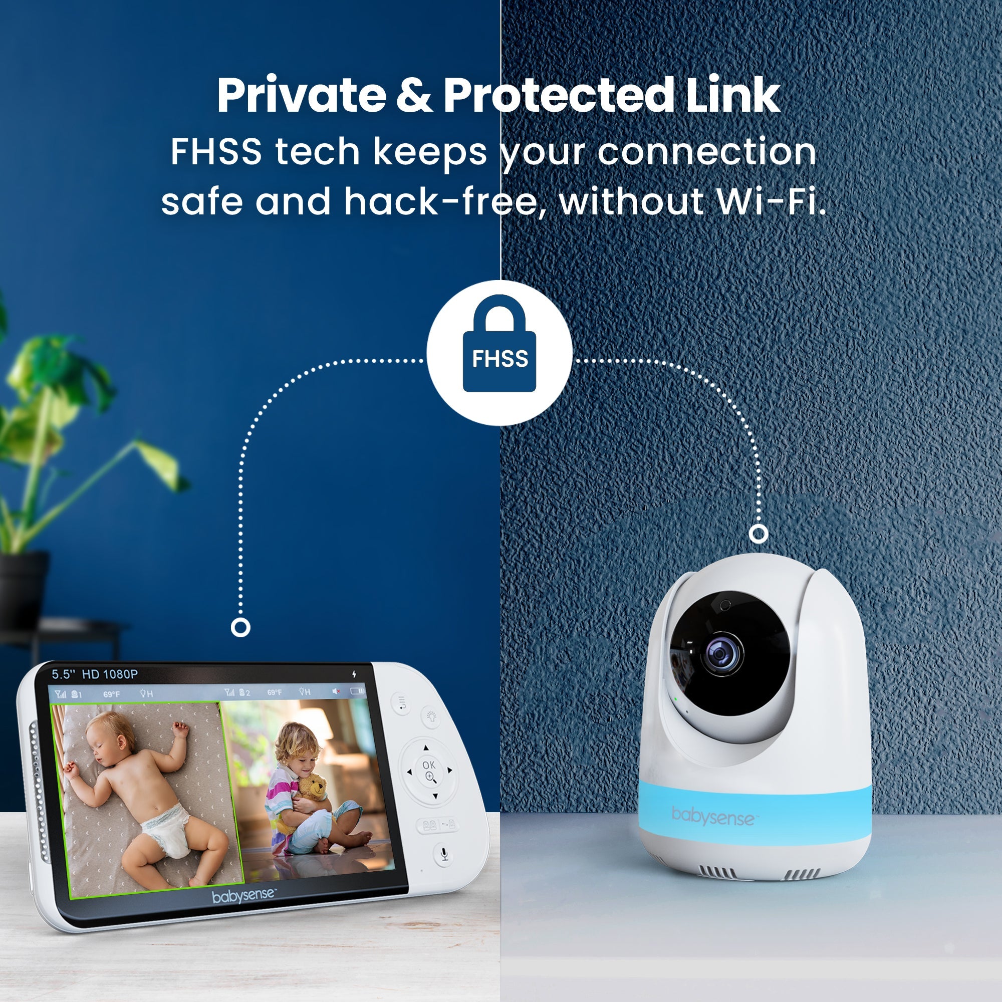 Video Baby Monitor with 2 Cameras (Non Wifi, Split Screen, Night Light & Sound Machine)