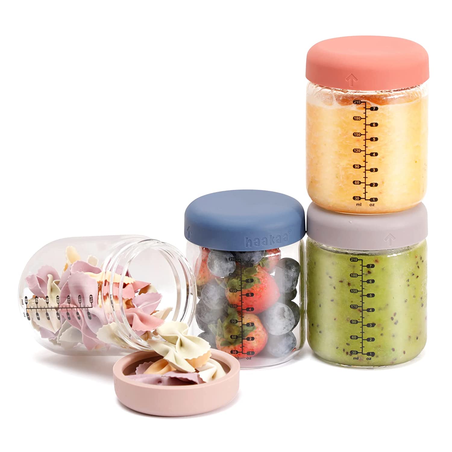 Haakaa Sealed Glass Storage Jar Set  (4 x 7 oz Glass Jars)
