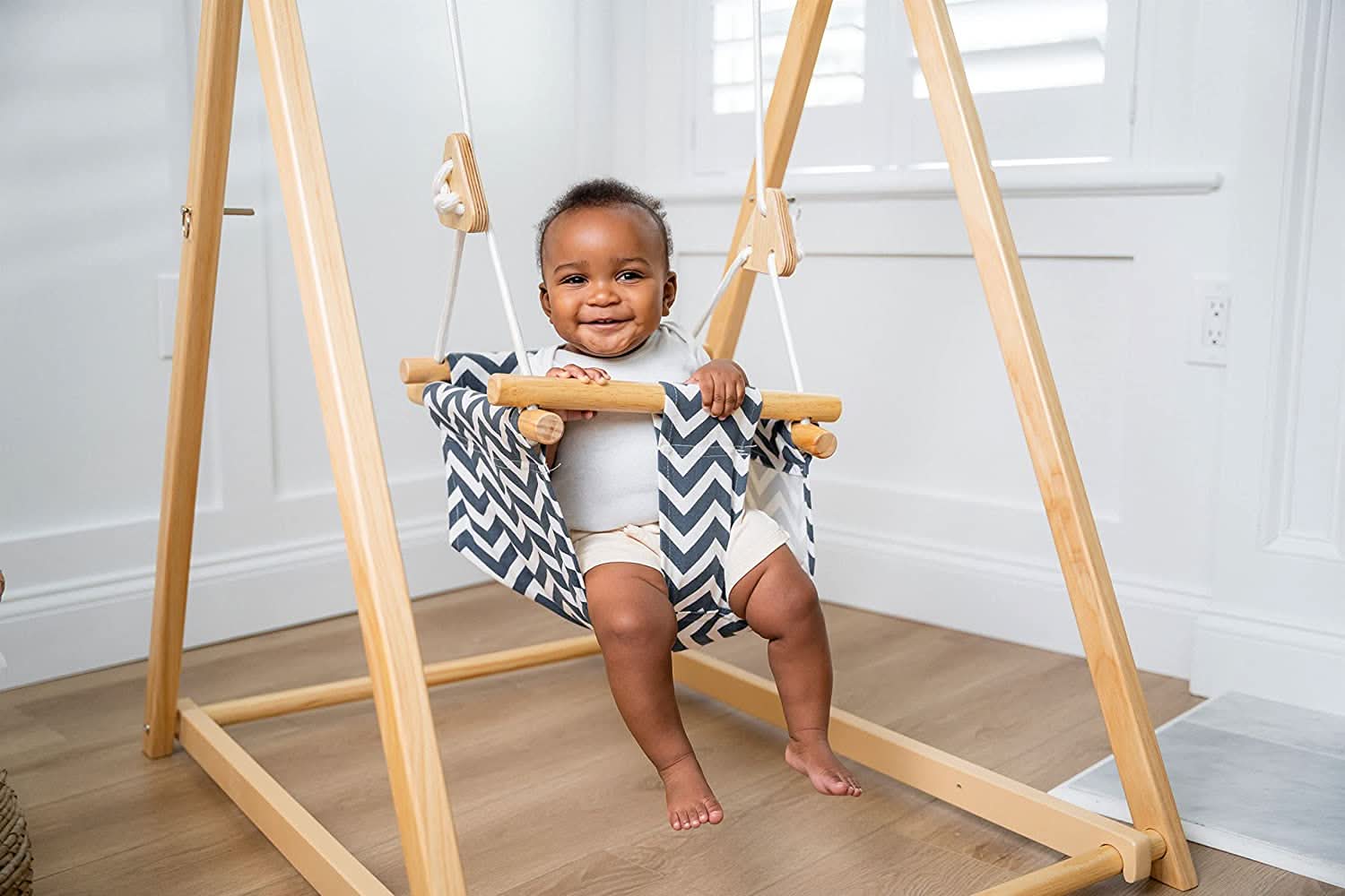 Baby and Toddler Foldable Wooden Swing Set