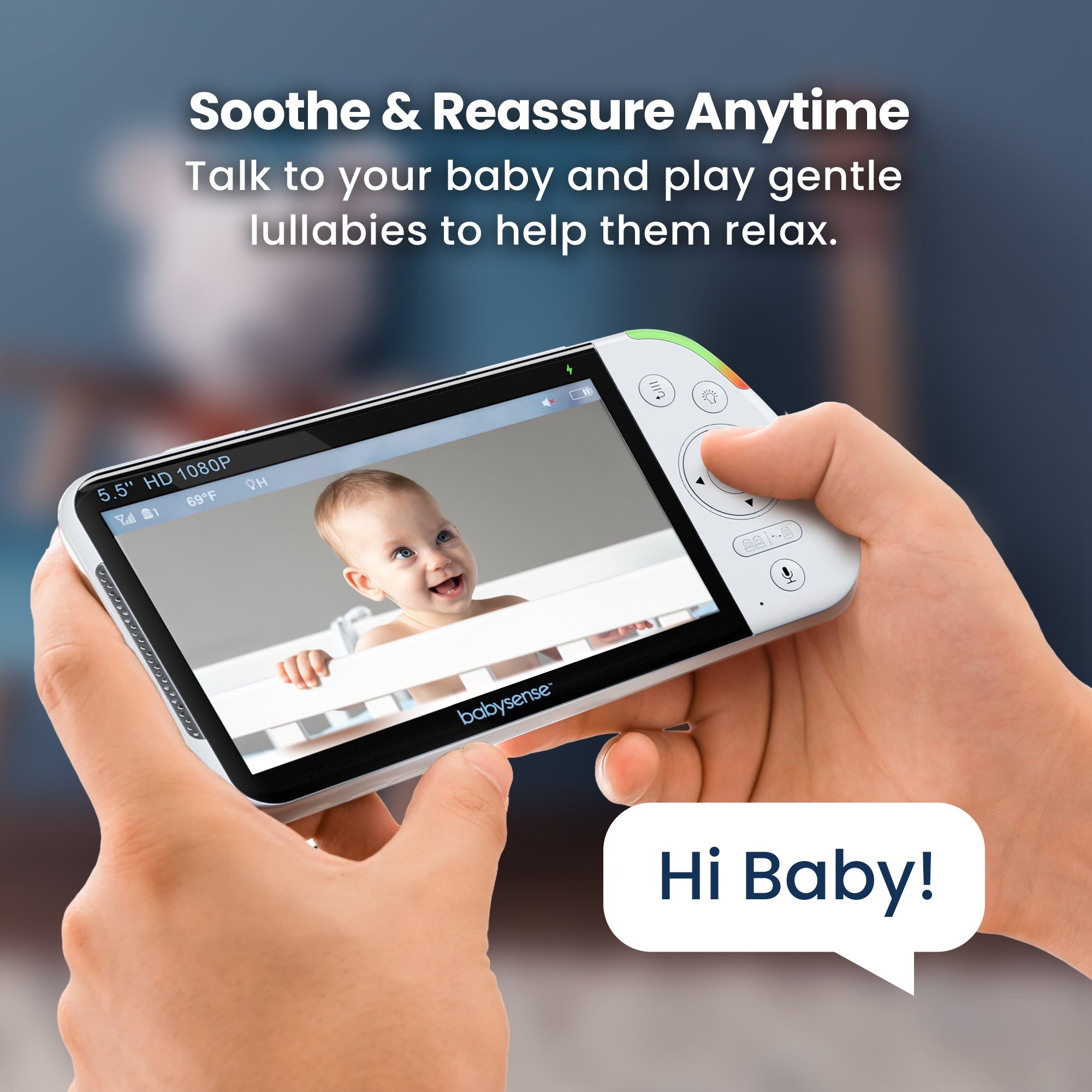 Video Baby Monitor with 2 Cameras (Non Wifi, Split Screen, Night Light & Sound Machine)