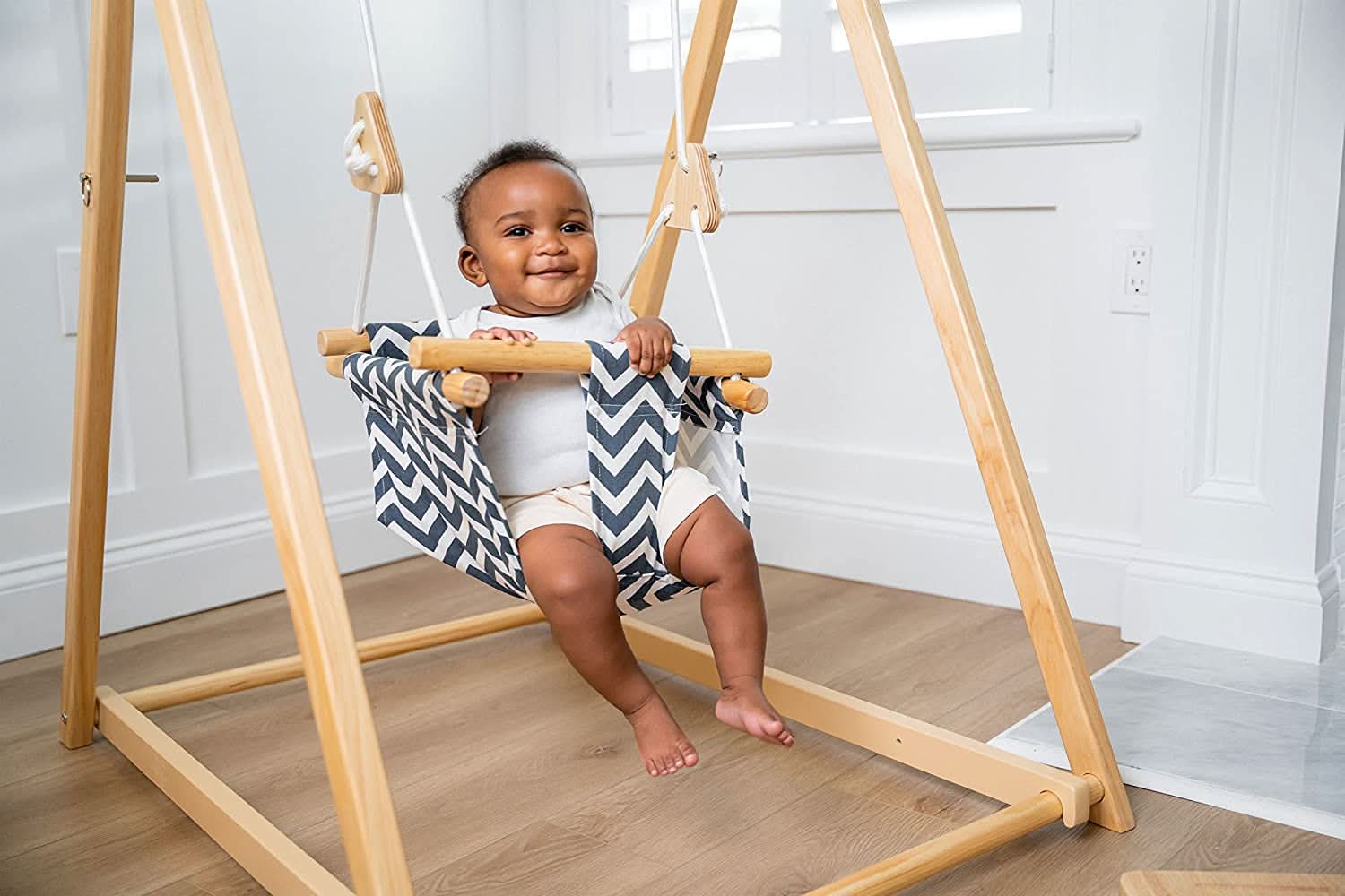 Baby and Toddler Foldable Wooden Swing Set
