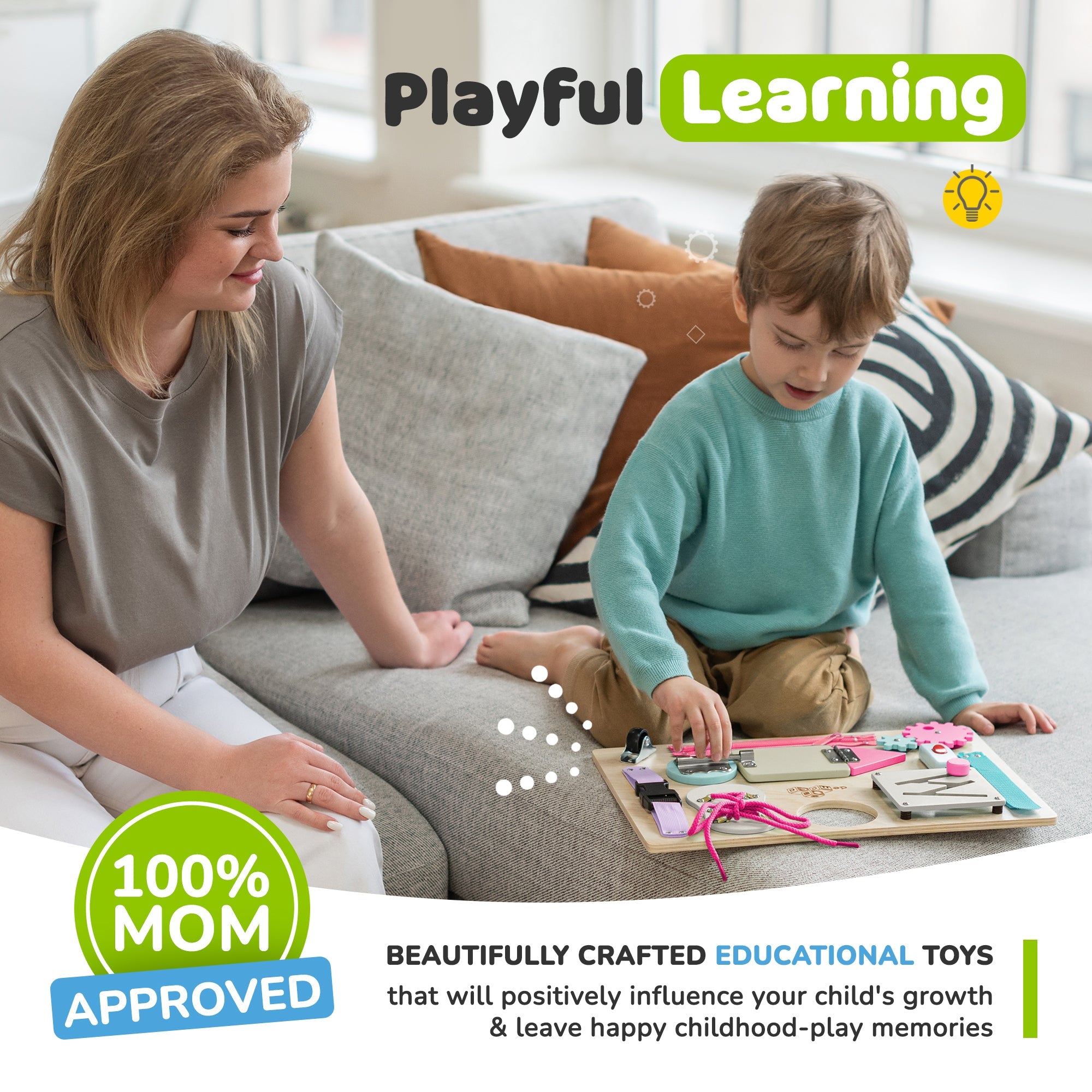 Busy Board for Toddlers 2-3 Years (Coral)