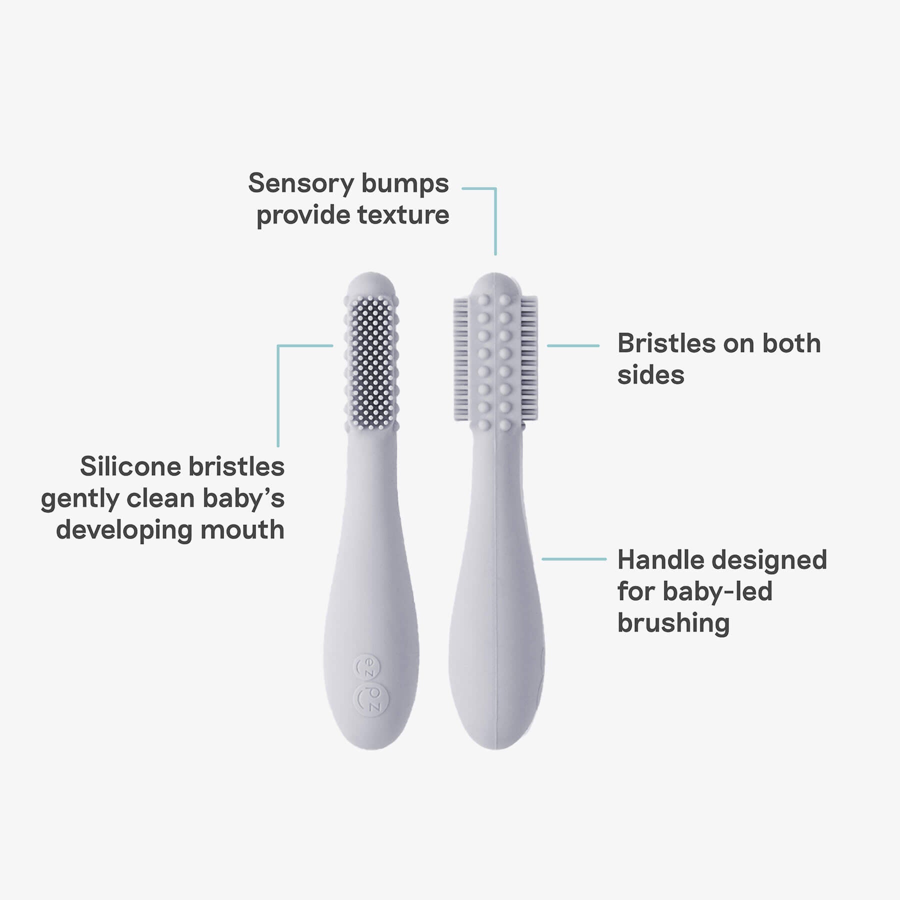 Baby-Led™ Toothbrush + Tongue Depressor in Pewter
