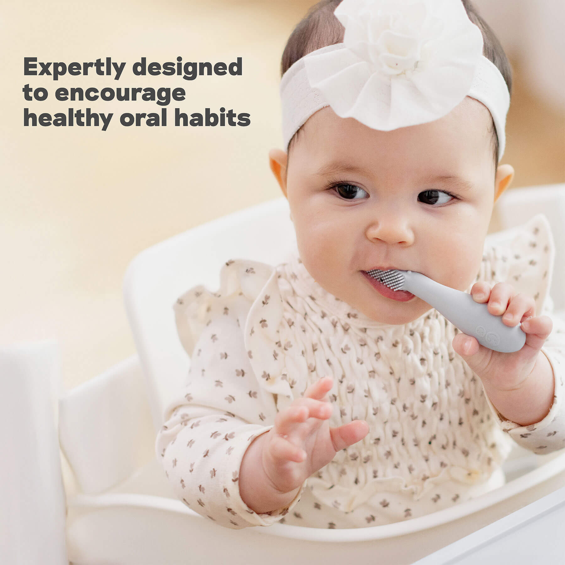 Baby-Led™ Toothbrush + Tongue Depressor in Pewter