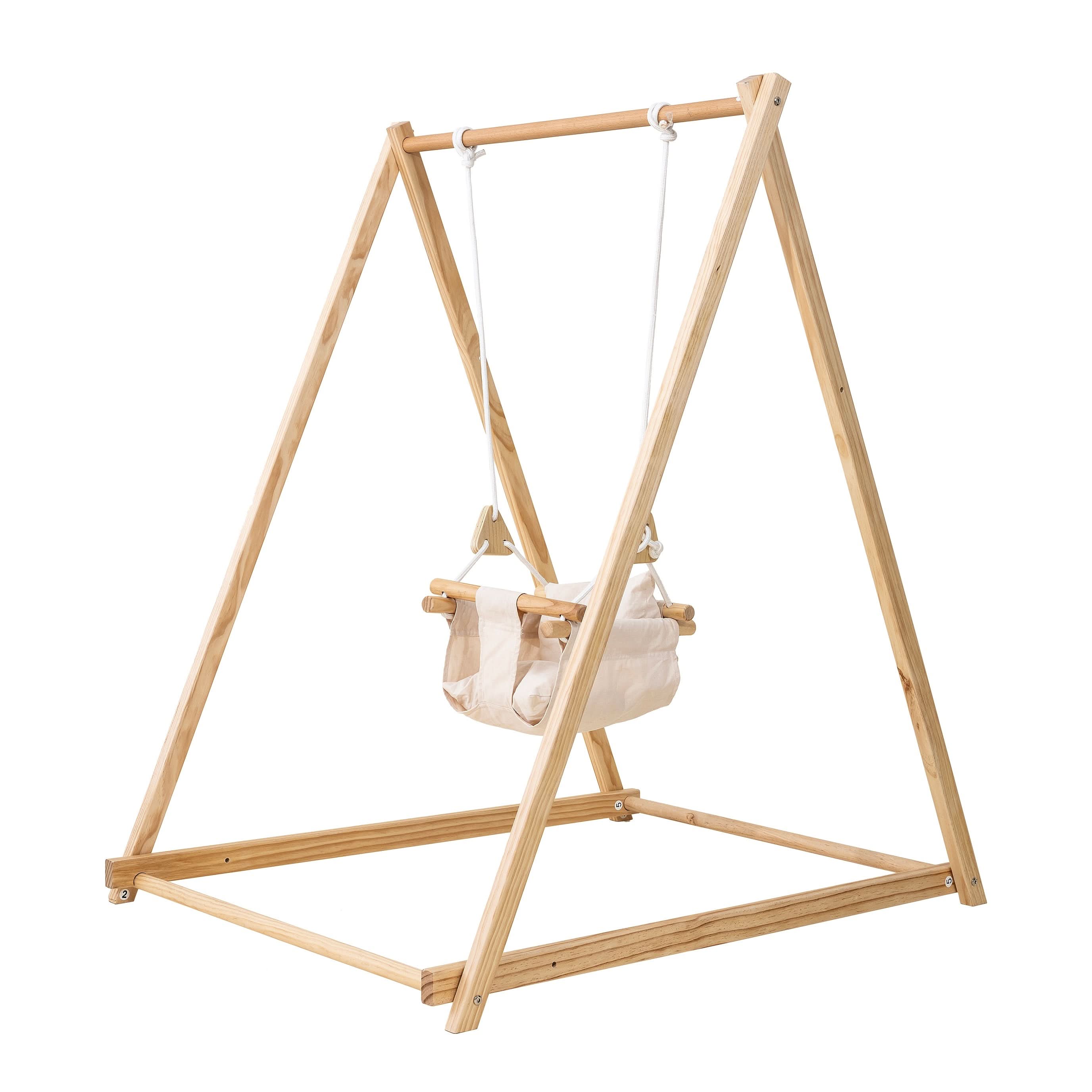 Baby and Toddler Foldable Wooden Swing Set