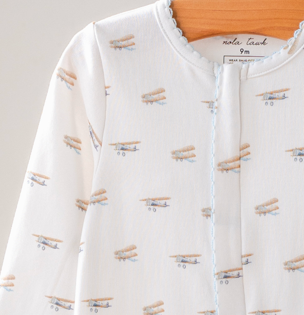 Vintage Plane Organic Cotton Baby Pajamas