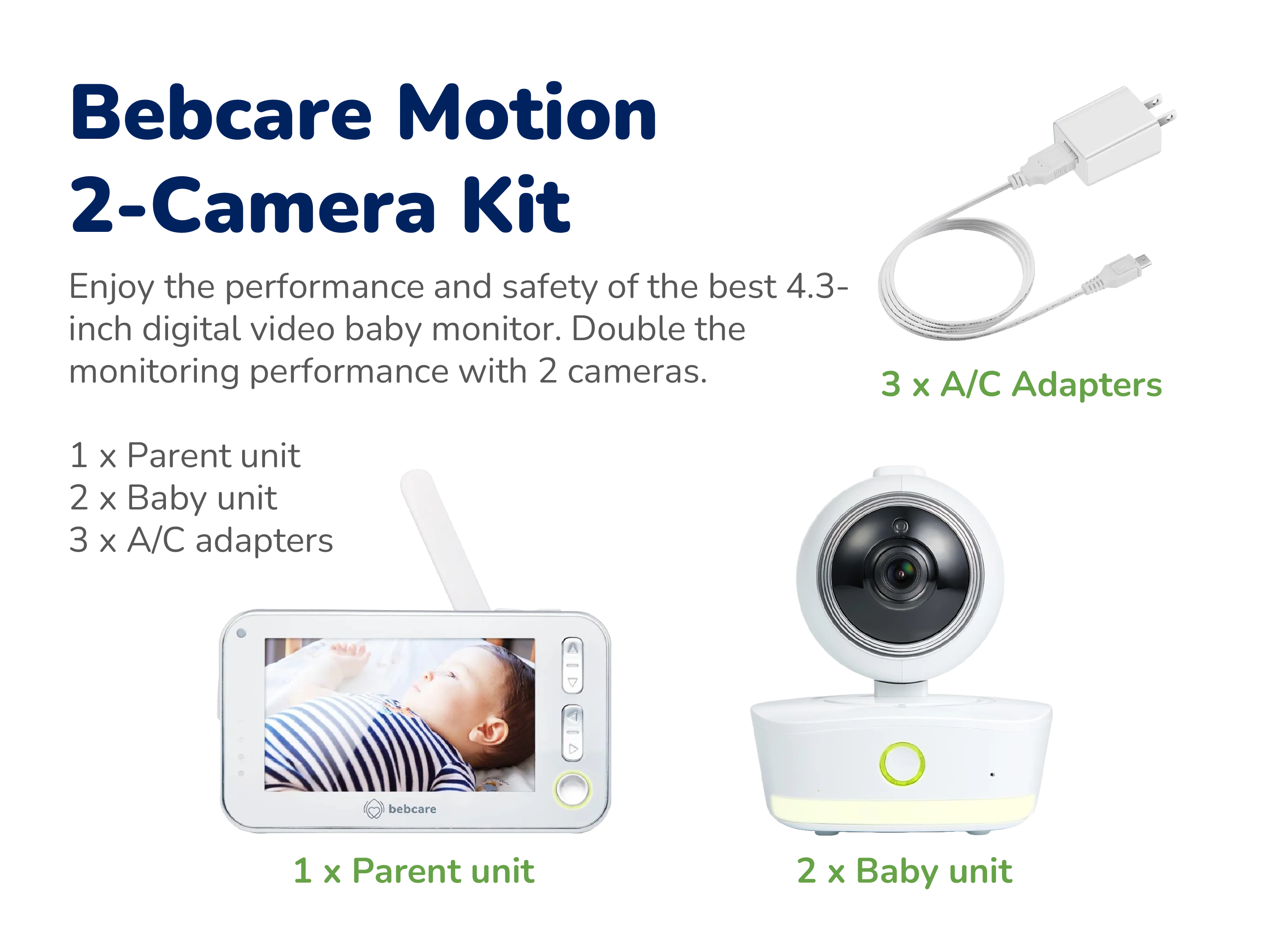 Motion Digital Video Baby Monitor (2-Camera Bundle + Free Luna Night Light)