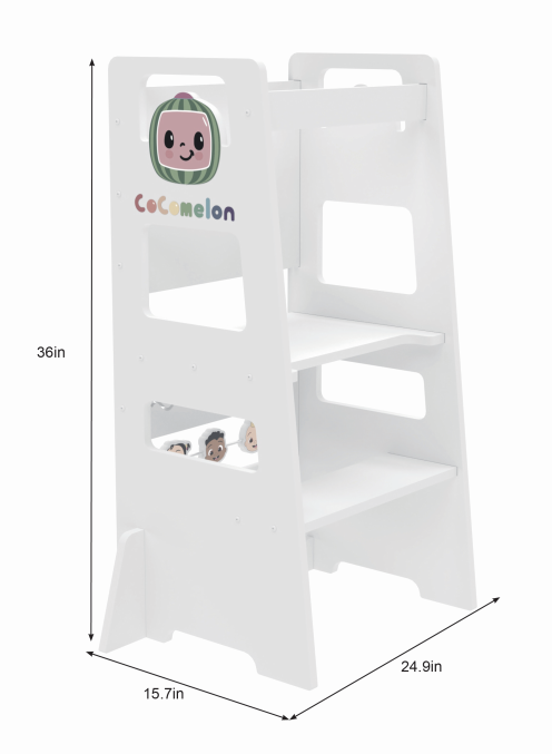 CocoMelon 3-in-1 Kitchen Tower for Kids – Step Stool & Chalkboard Learning Helper