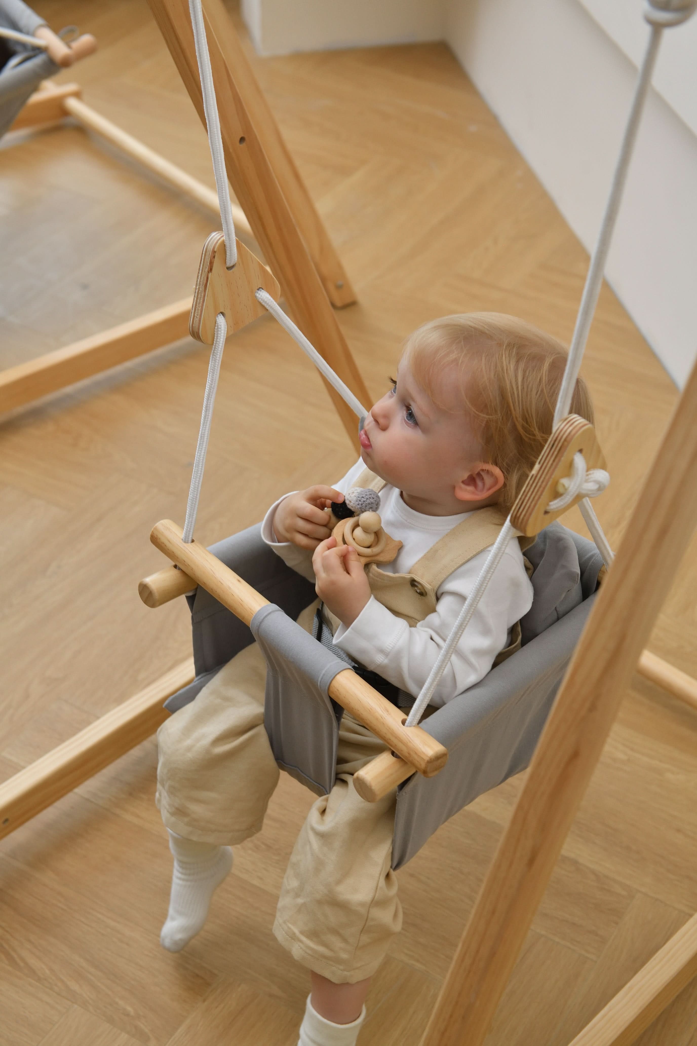 Baby and Toddler Foldable Wooden Swing Set