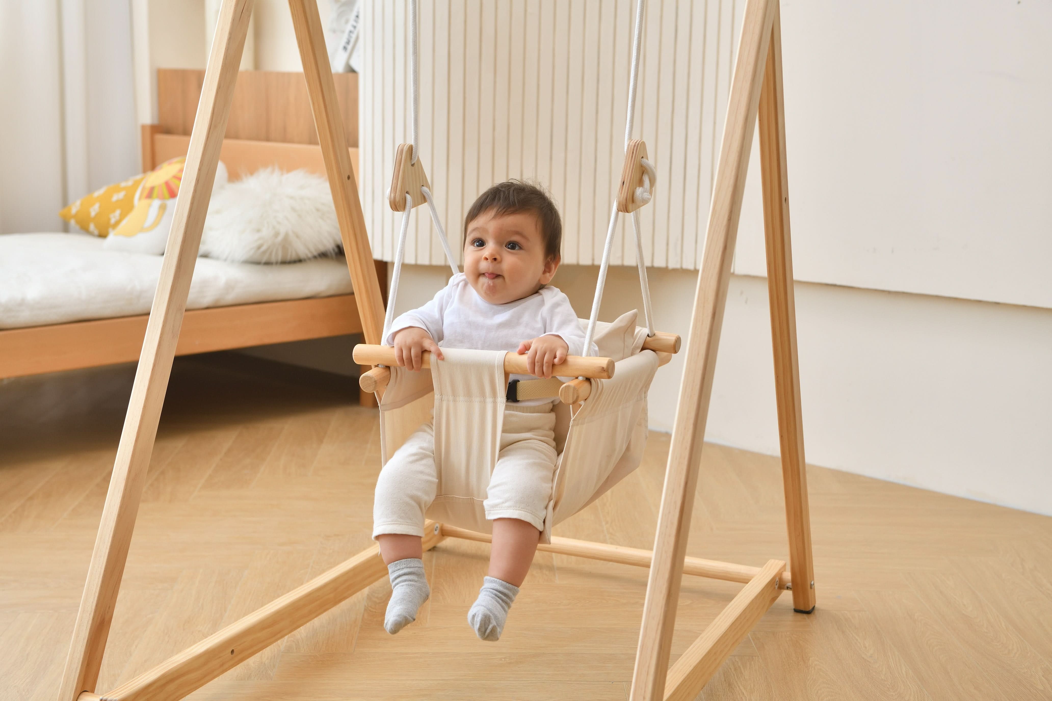 Baby and Toddler Foldable Wooden Swing Set