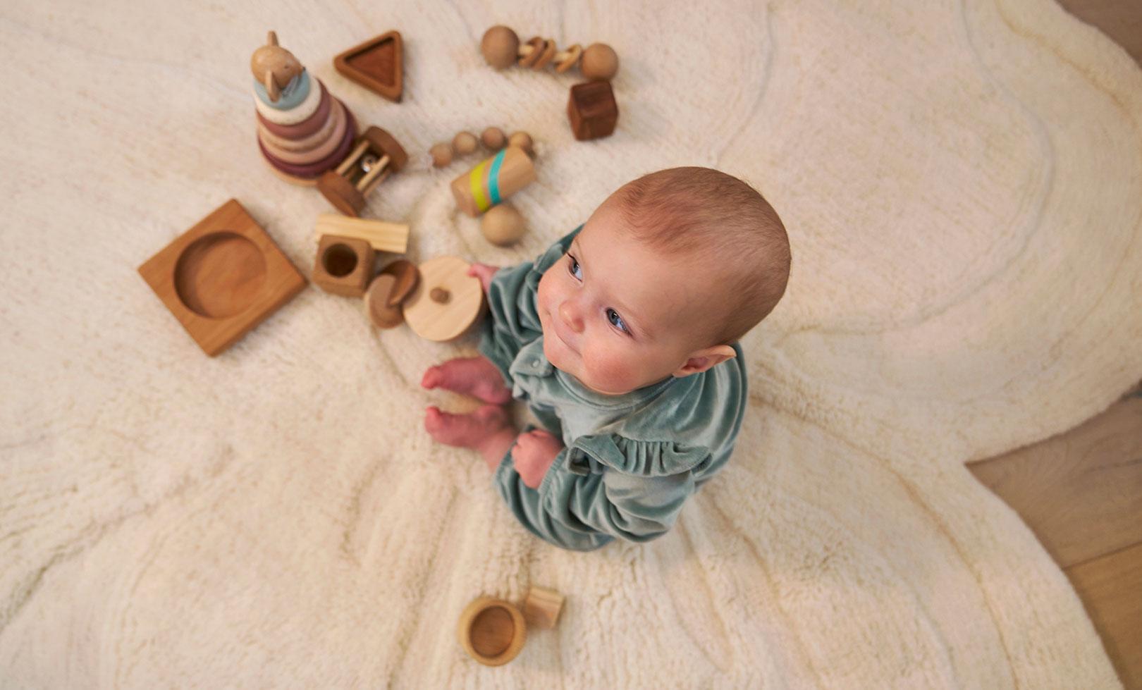 Flower Washable Wool Rug