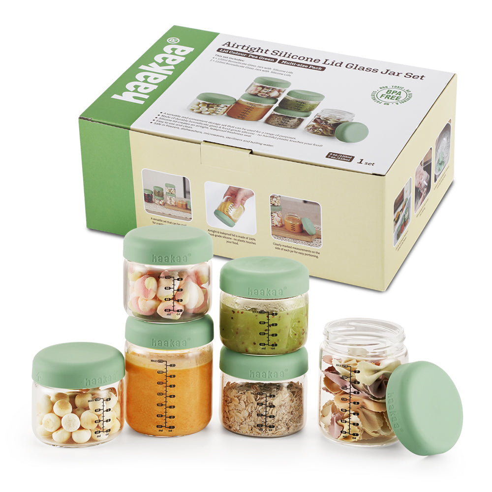 Haakaa Sealed Glass Storage Jar Set (4 x 4oz + 2 x 7 oz)