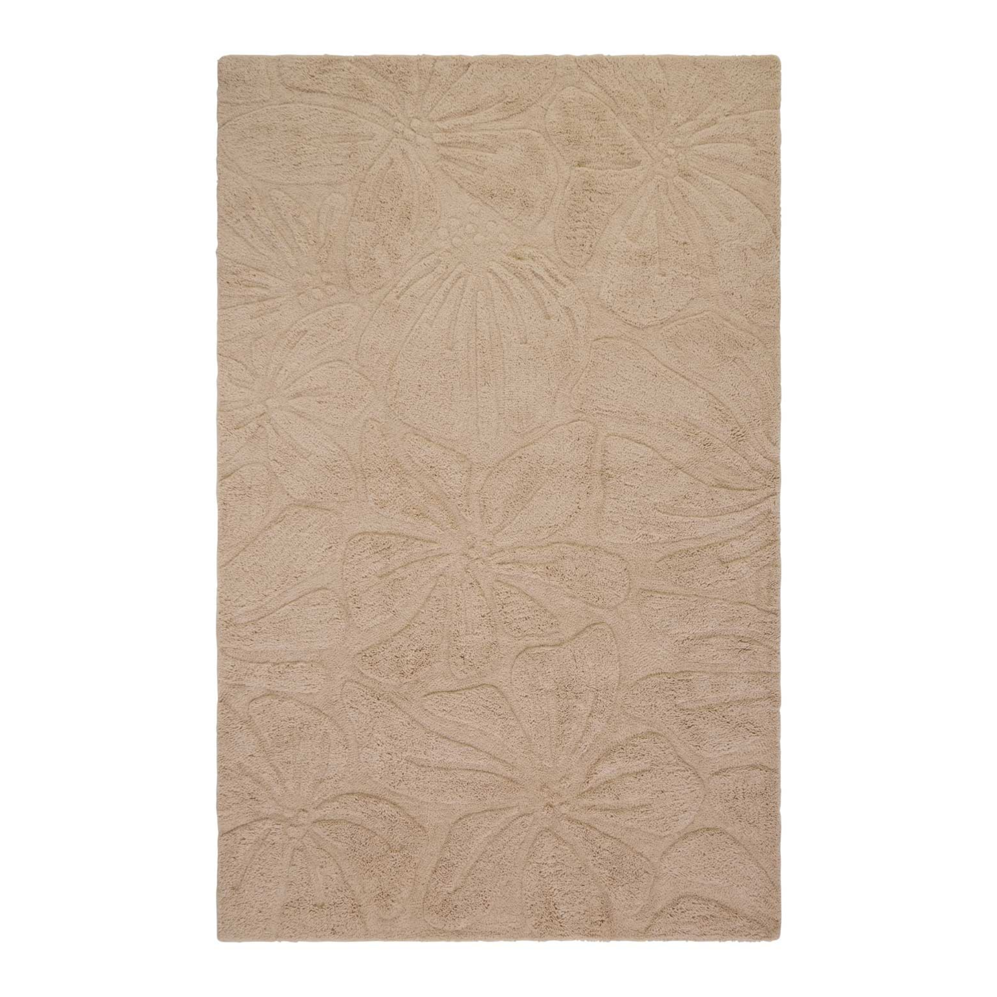 Floral Field Washable Wool Area Rug in Pink