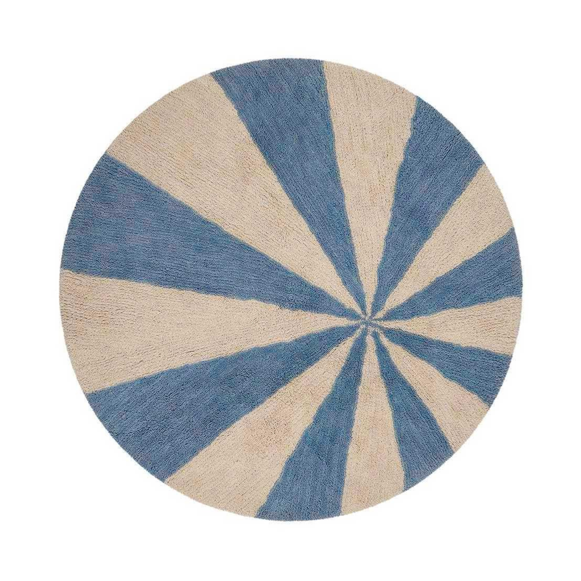 Beach Ball Washable Round Wool Rug in Blue