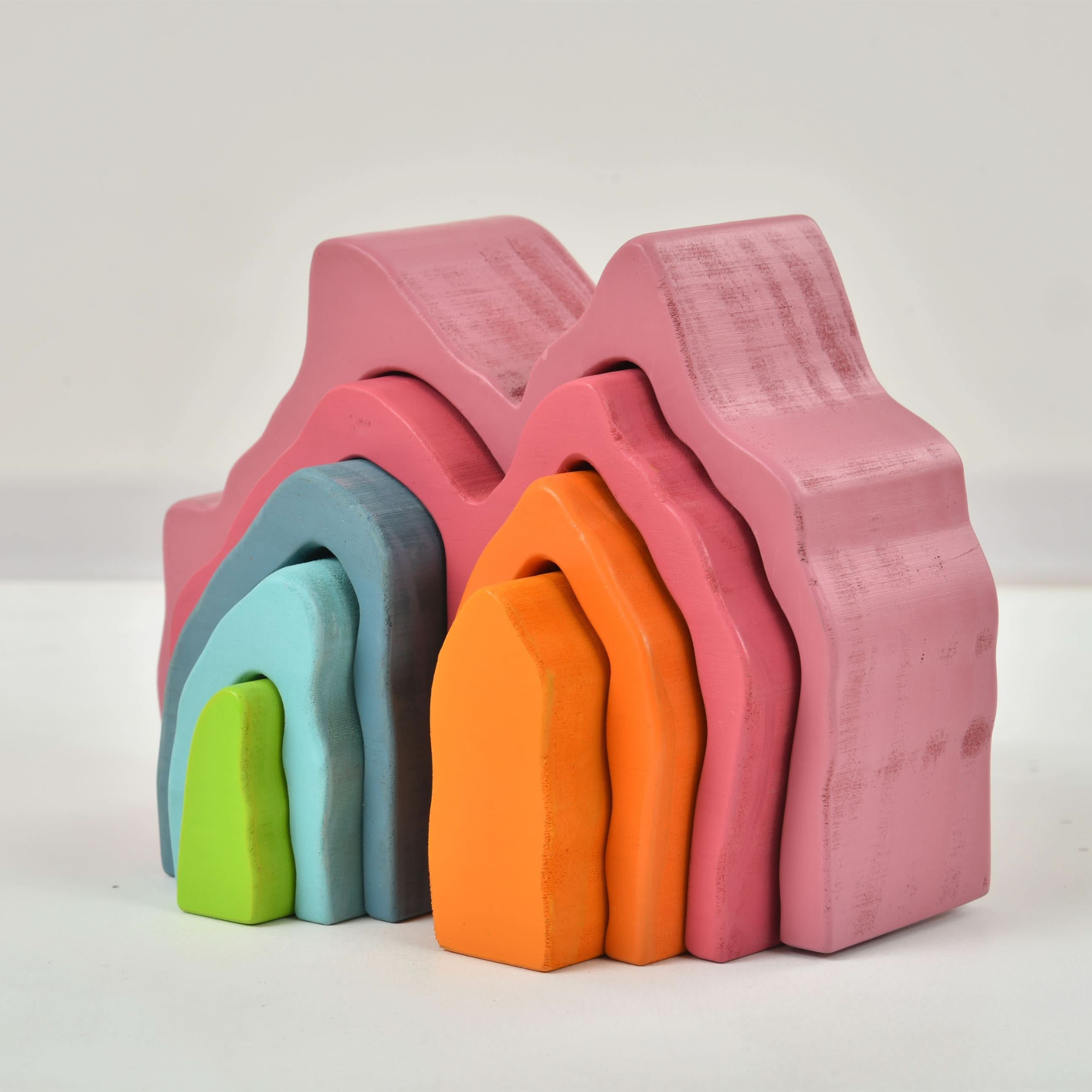 Wooden Mountain Rainbow Stacker Toy Puzzle Blocks