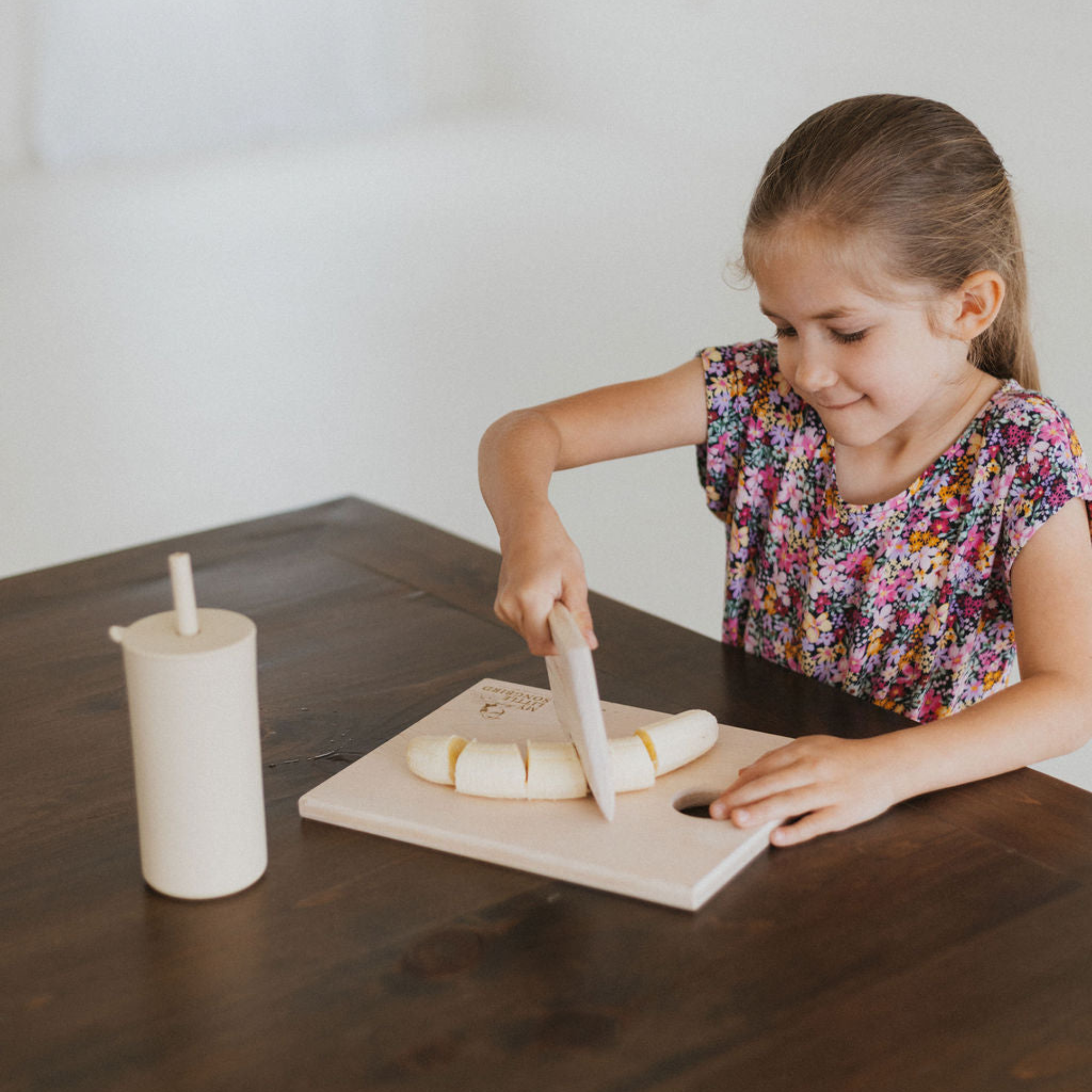 Children's Wooden Cutting Board Set with  Fruit Knife