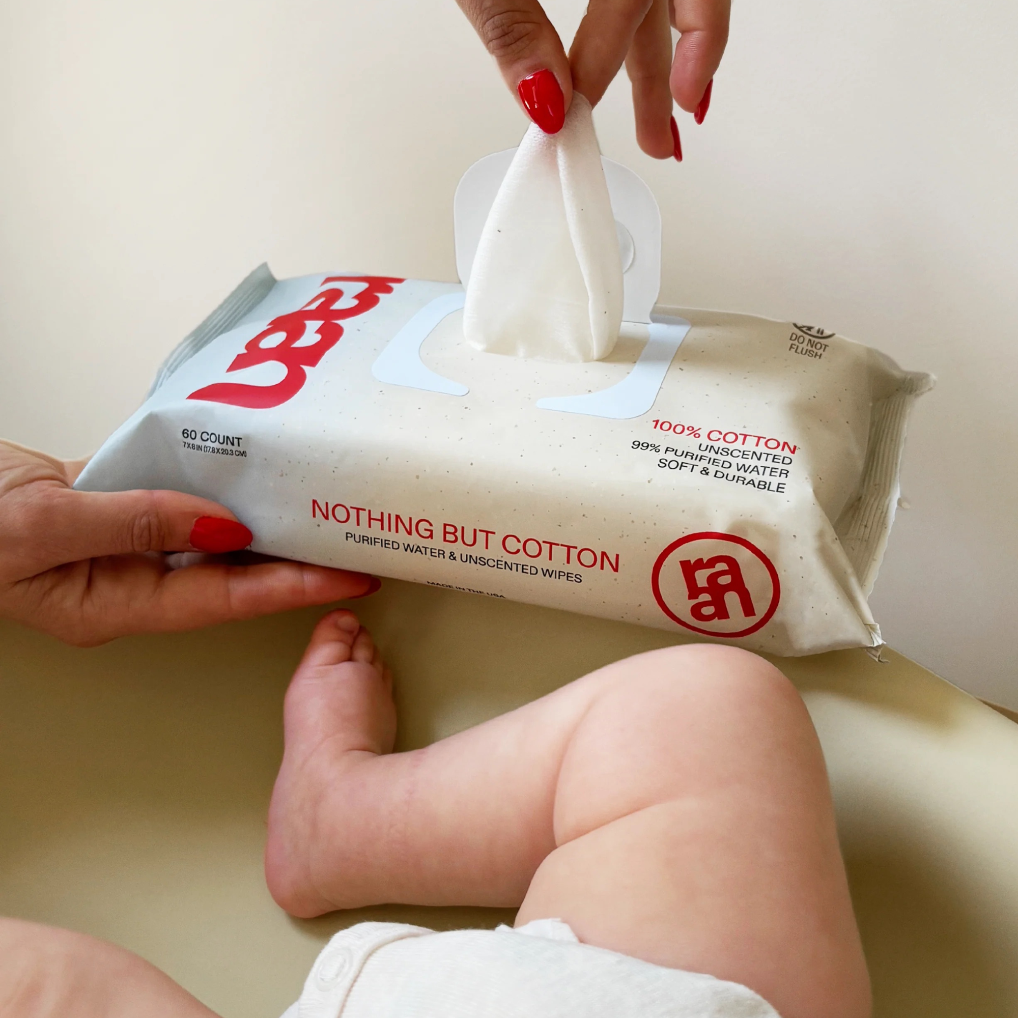 The Only Unbleached, 100% Cotton Baby Wipe for Sensitive Skin