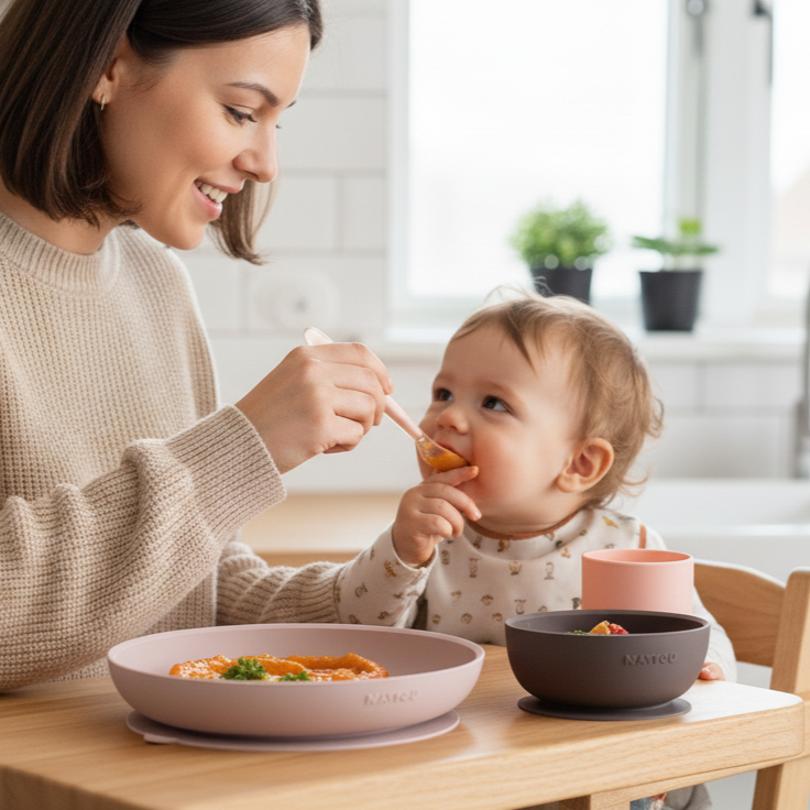 Silicone Children’s Tableware Set 4-Piece with Non-Slip Suction Plate & Bowl