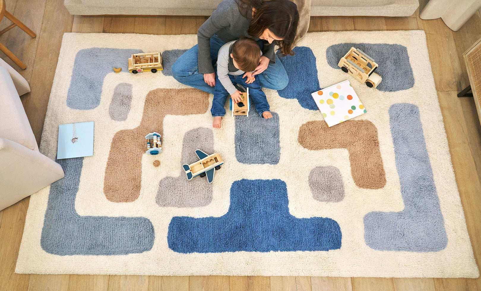 Stacked Washable Wool Area Rug
