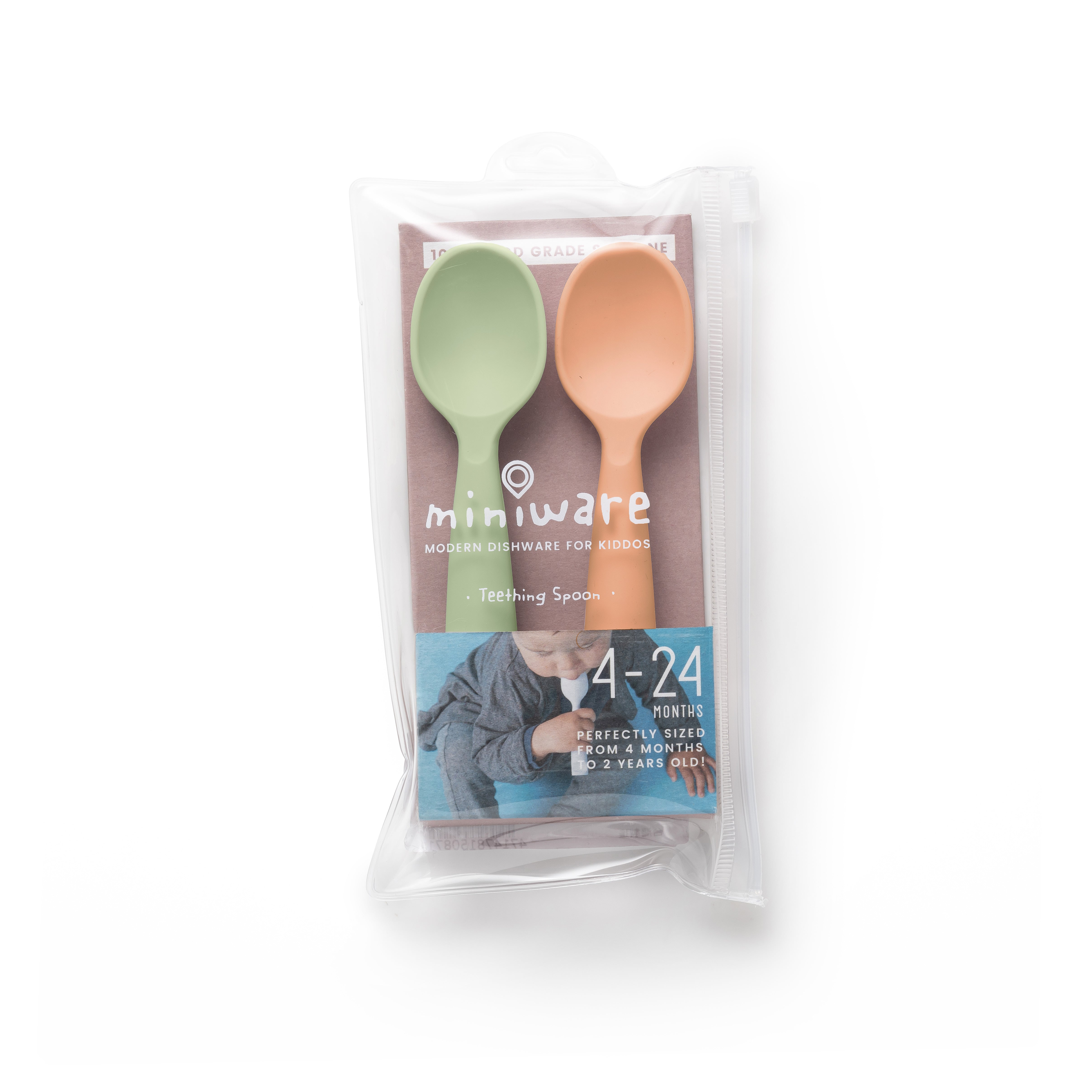 Silicone Training Spoon 2-pack - Pistachio + Toffee