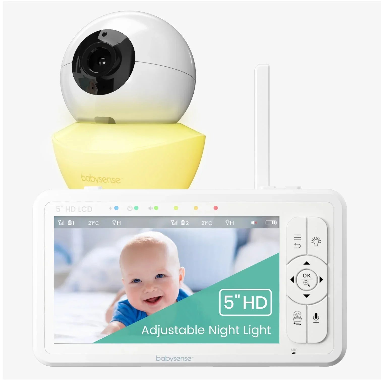 Video Baby Monitor with 2 Cameras, Non Wifi, Split Screen & Night Light Machine