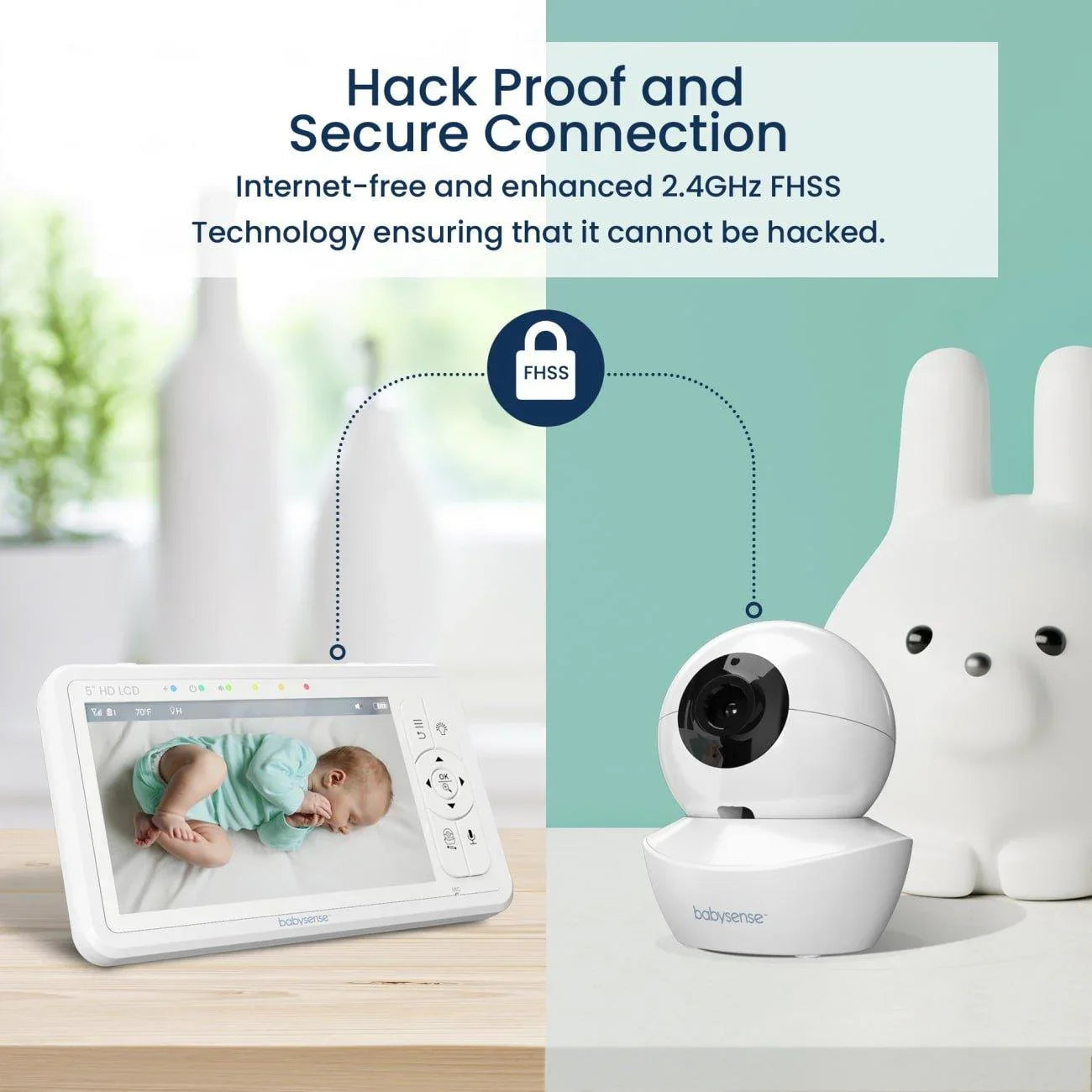 Video Baby Monitor with 2 Cameras, Non Wifi, Split Screen & Night Light Machine