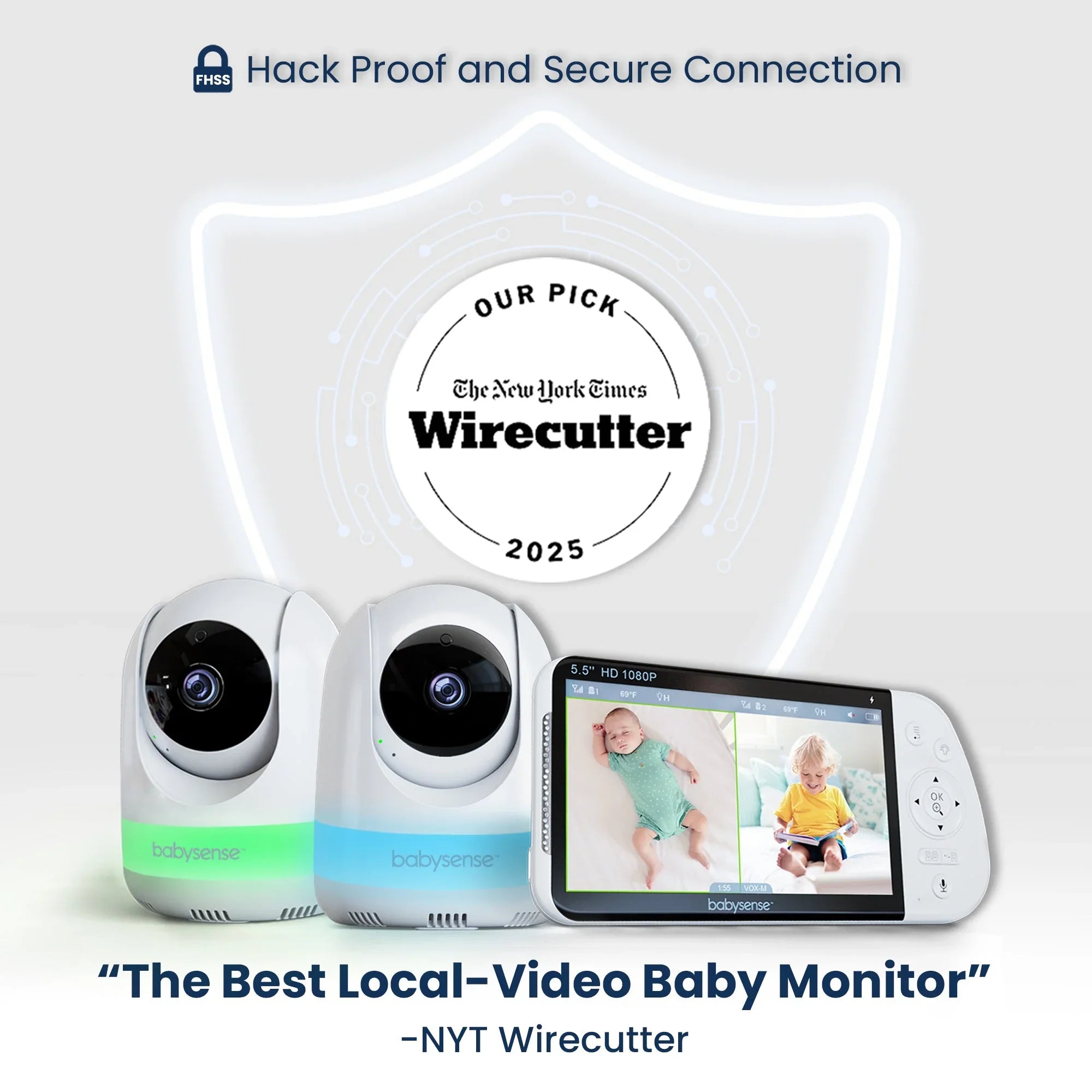 Video Baby Monitor with 2 Cameras (Non Wifi, Split Screen, Night Light & Sound Machine)