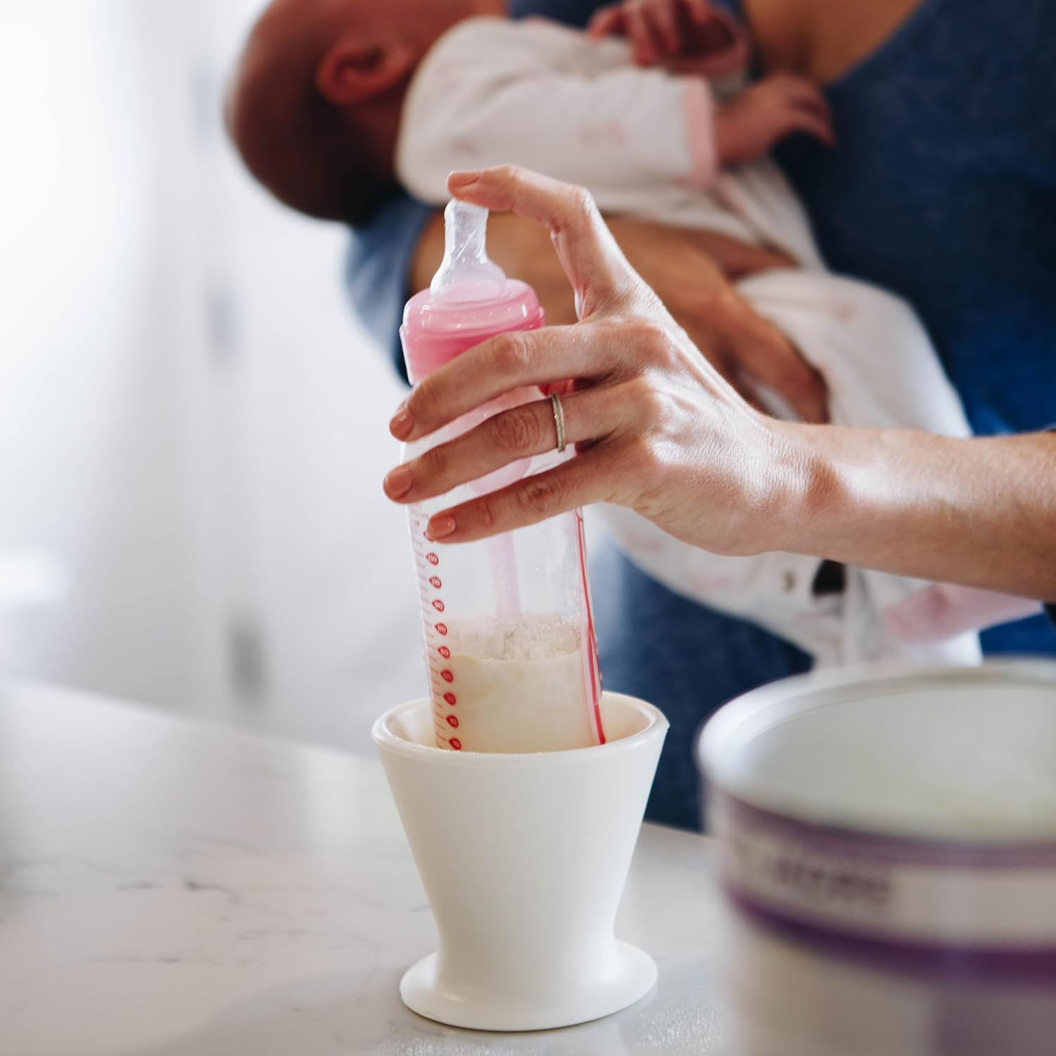 Baby Bottle Holder, Hands Free, One-Hand Bottle Prep