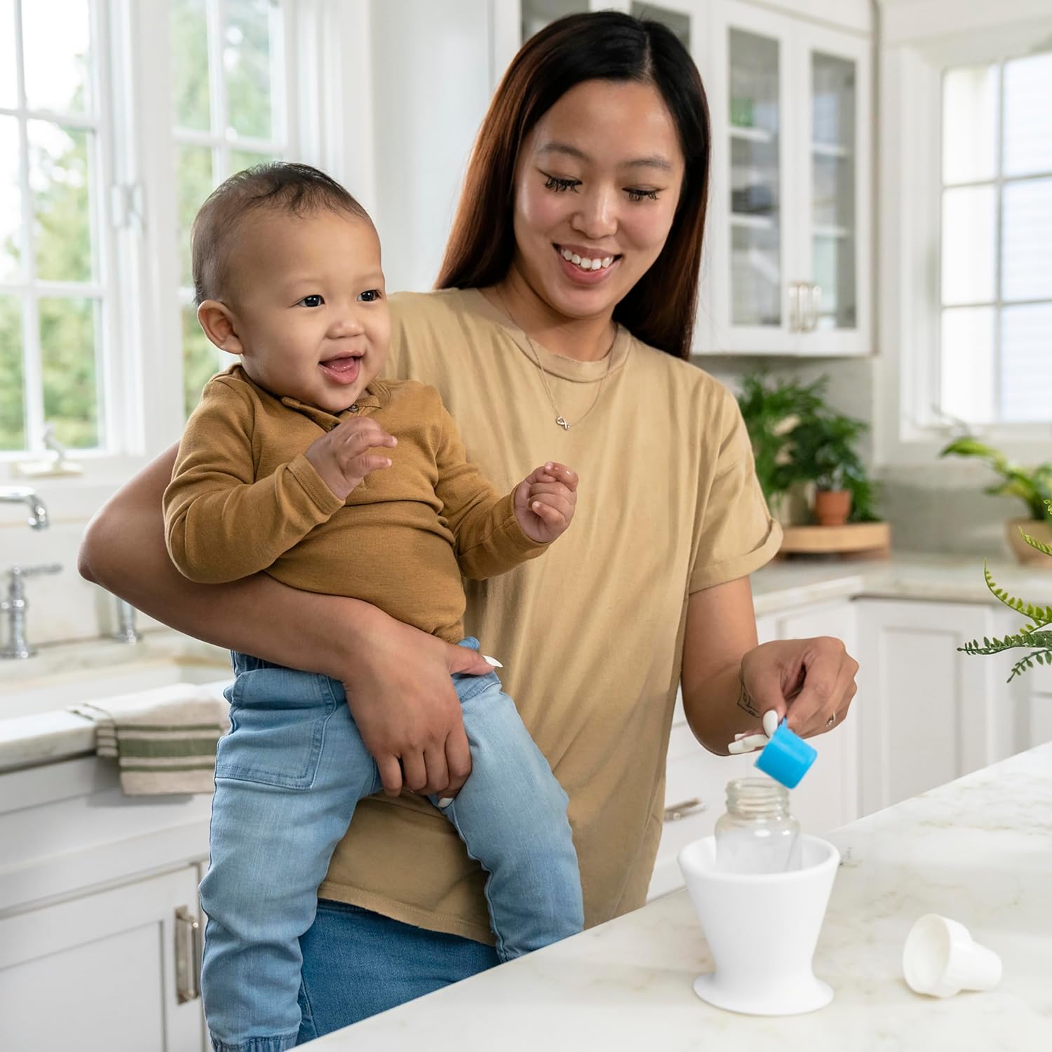 Baby Bottle Holder, Hands Free, One-Hand Bottle Prep