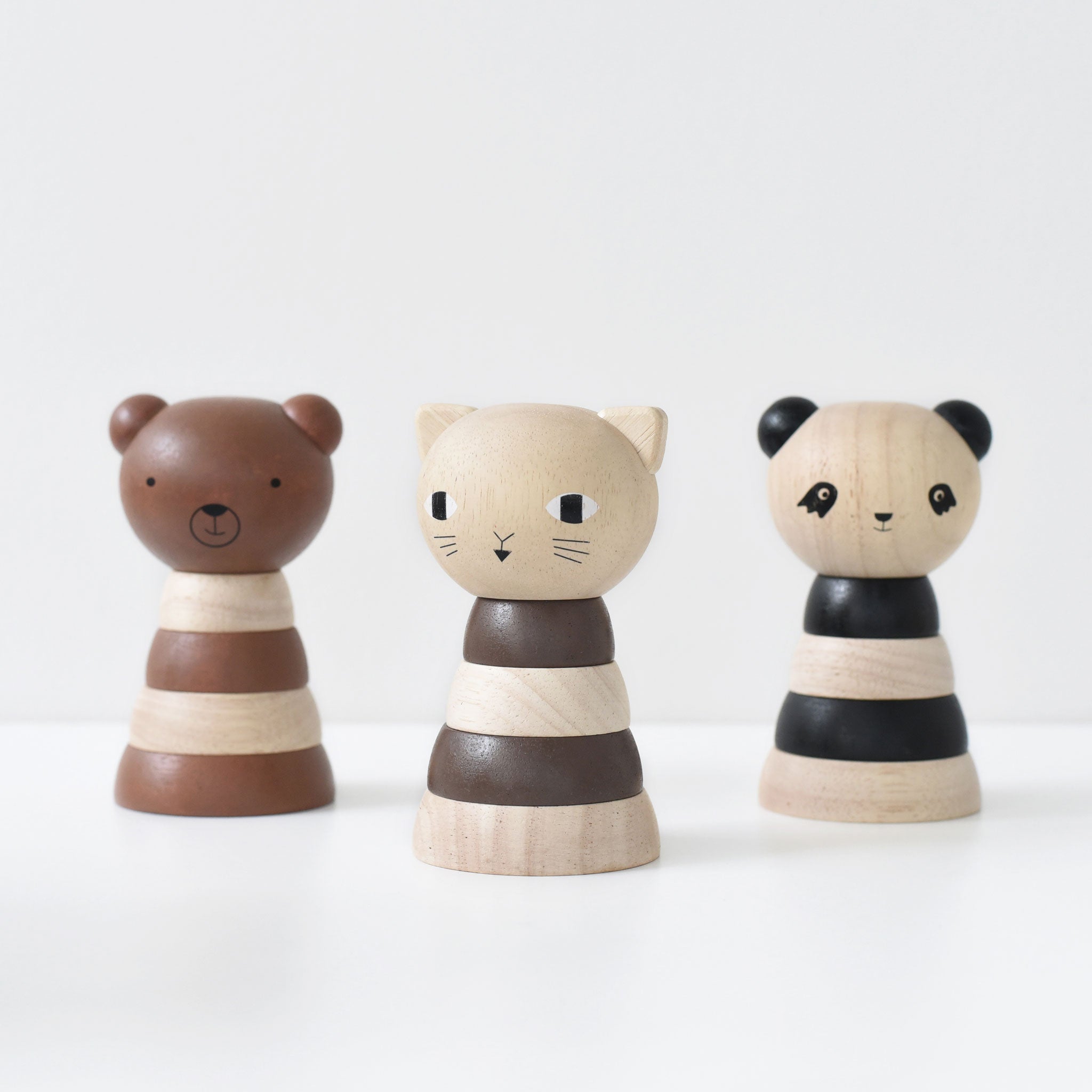 Wood Stacker - Cat Wooden Toys Blue Ribbon   