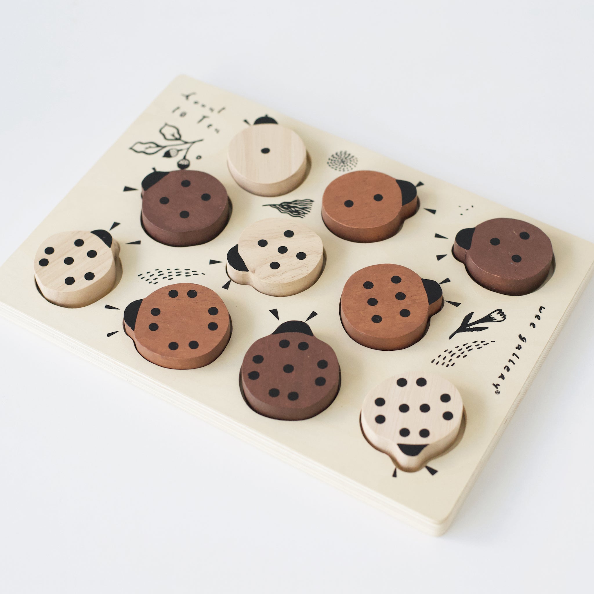 Wooden Tray Puzzle - Count to 10 Ladybugs Puzzle Blue Ribbon   