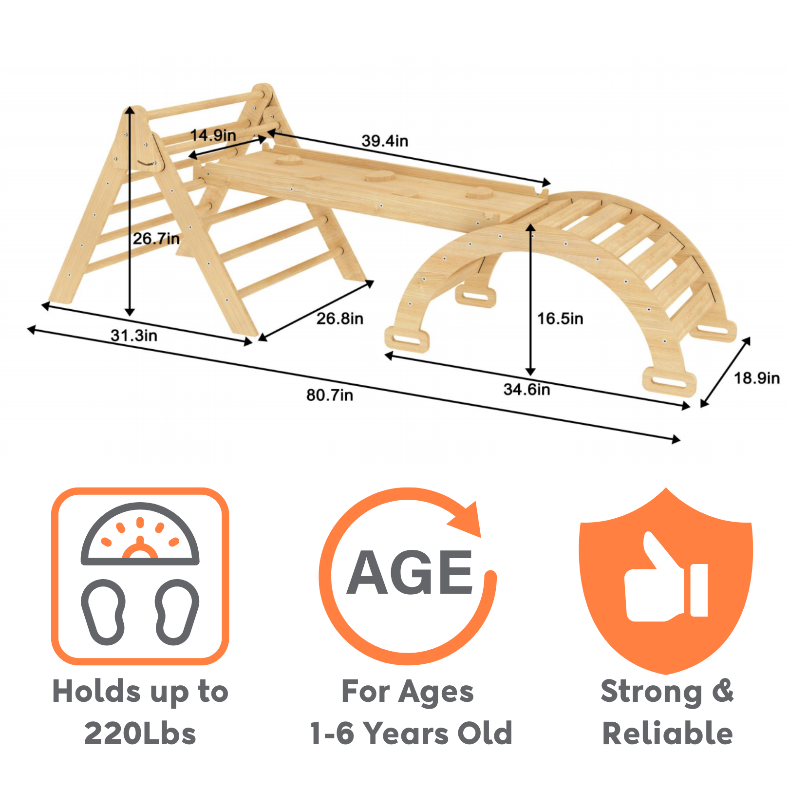 Hazel - Pikler Triangle Ladder & Rocker Set