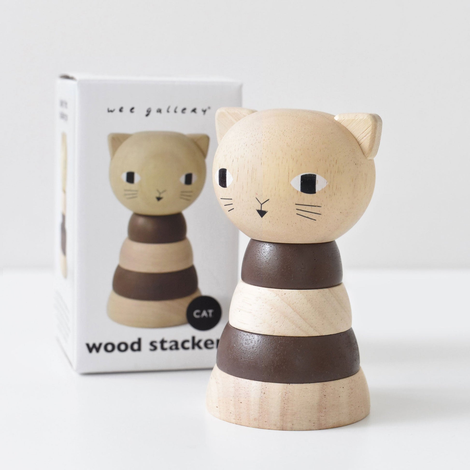Wood Stacker - Cat Wooden Toys Blue Ribbon   