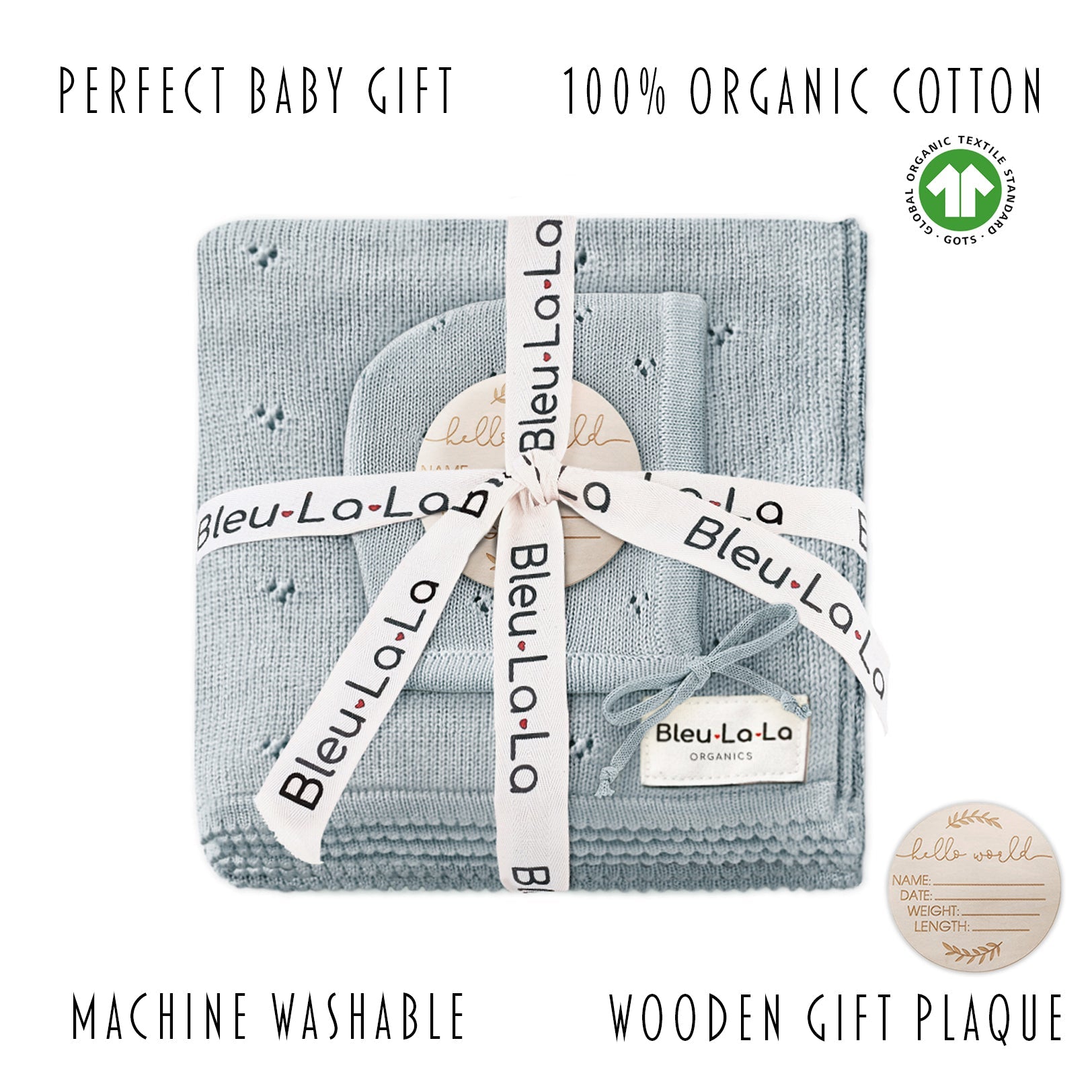Organic Pointelle Swaddle Blanket + Hat