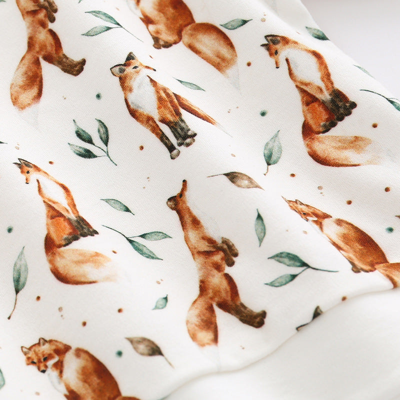 Baby 1pc Organic Cotton Allover Fox Graphic Longsleeve Hoodie My Kids-USA