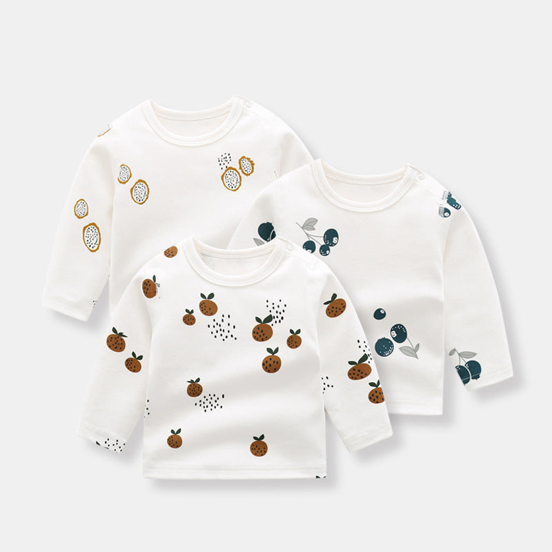 Baby Allover Fruit Graphic 100% Pure Organic Cotton Side Snap Button Tops My Kids-USA