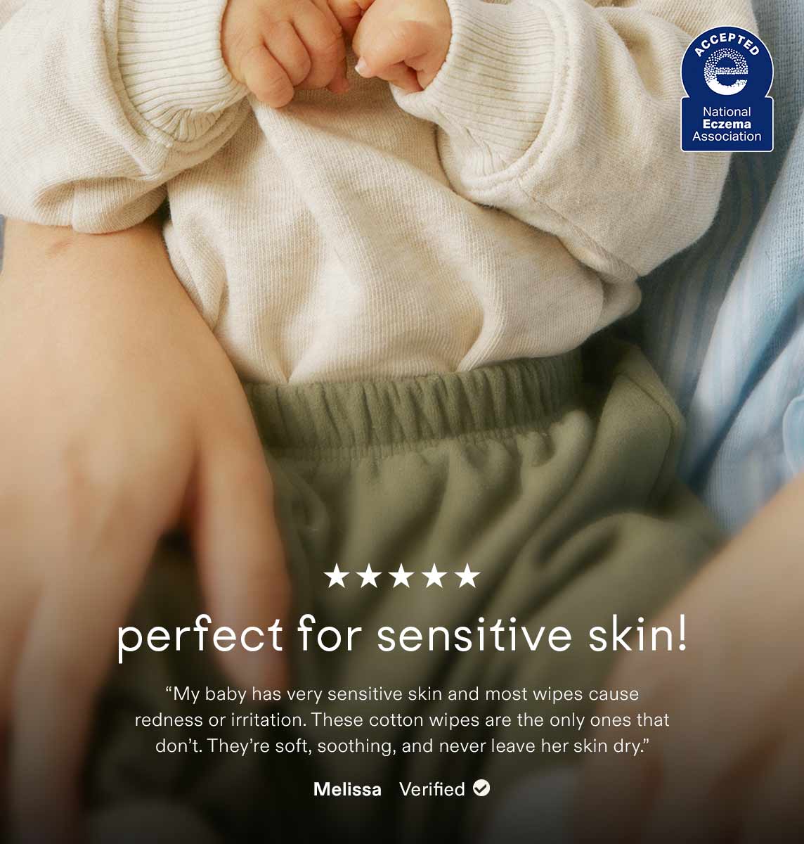 The Only Unbleached 100% Cotton Baby Wipe for Sensitive Skin, 60ct per pack