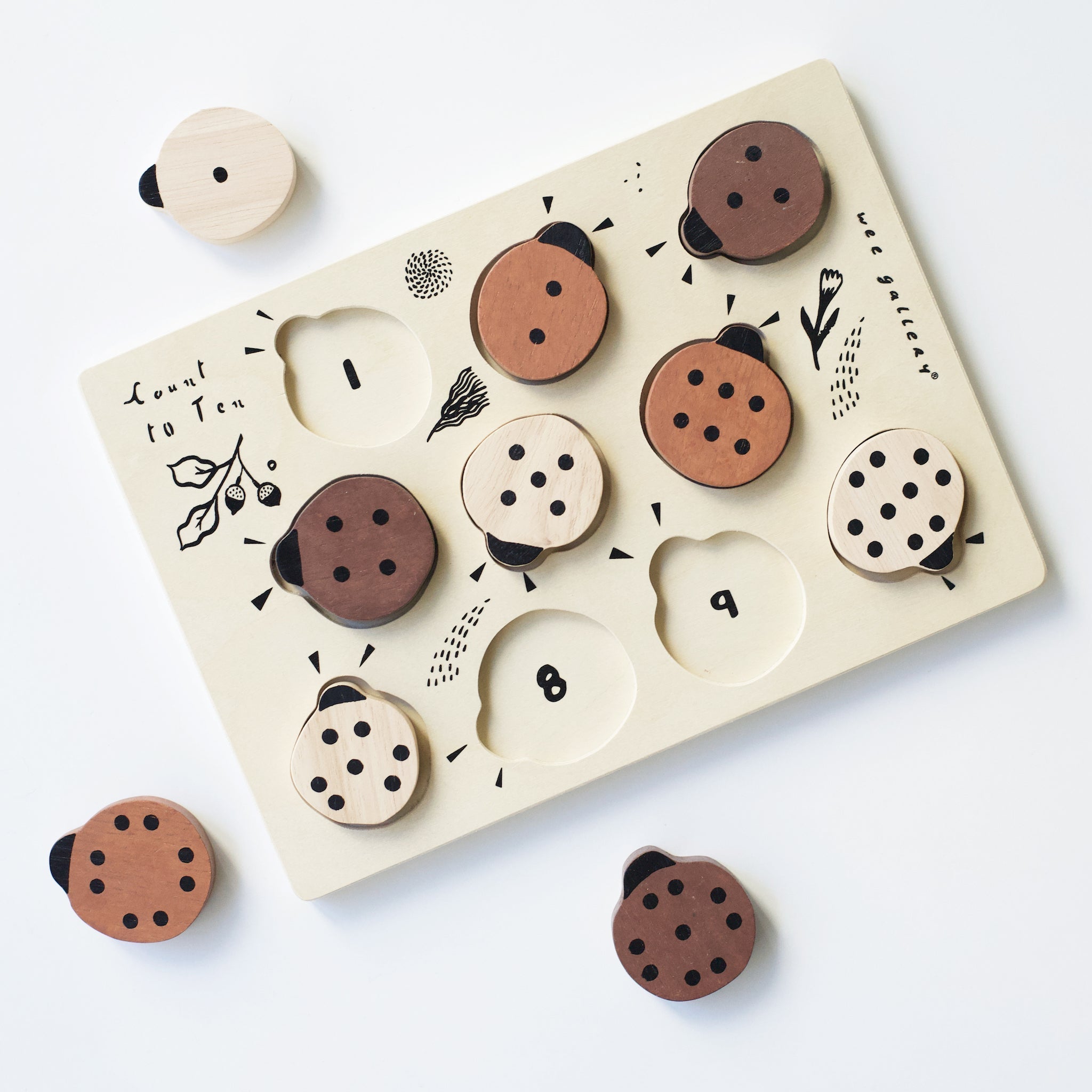 Wooden Tray Puzzle - Count to 10 Ladybugs Puzzle Blue Ribbon   